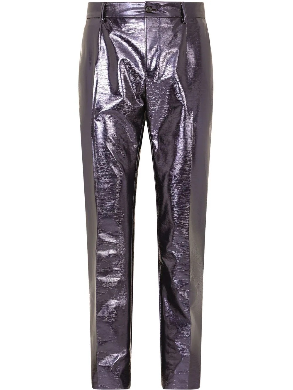 metallic-effect straight-leg trousers - 1