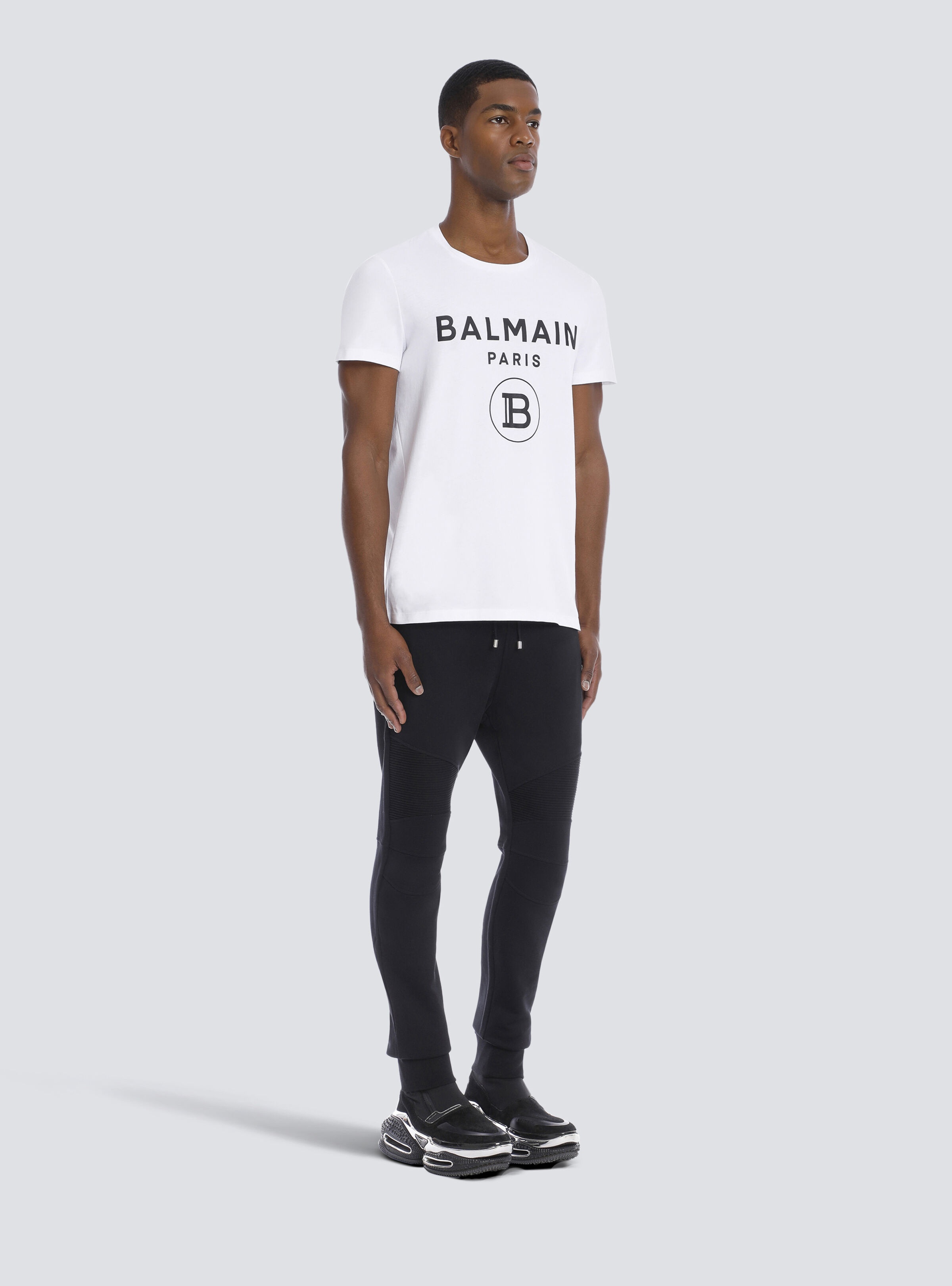 Cotton T-shirt with Balmain Paris logo print - 5