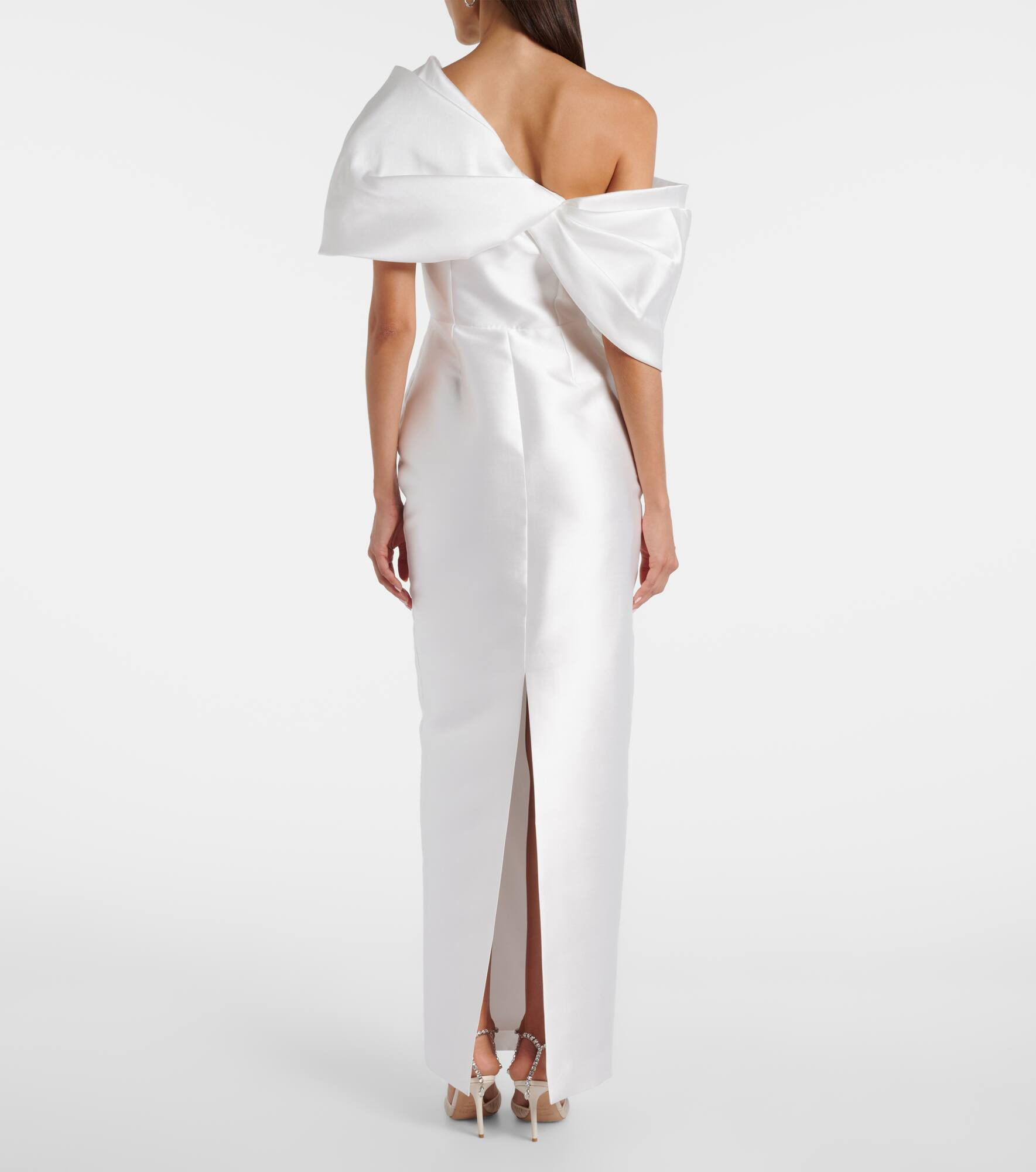 Bridal Davina asymmetric draped satin gown - 3