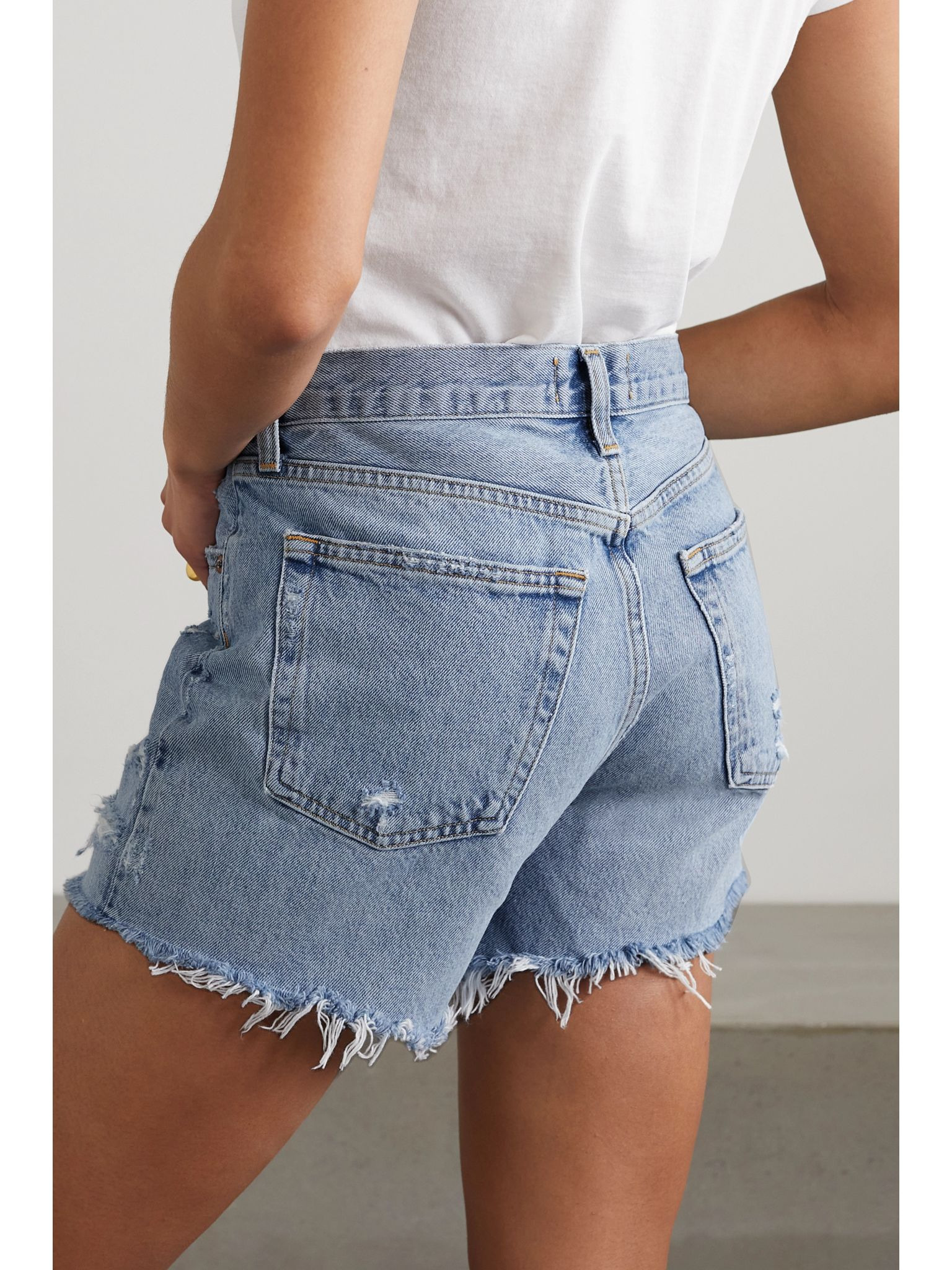 Parker Long distressed organic denim shorts Light denim - 3