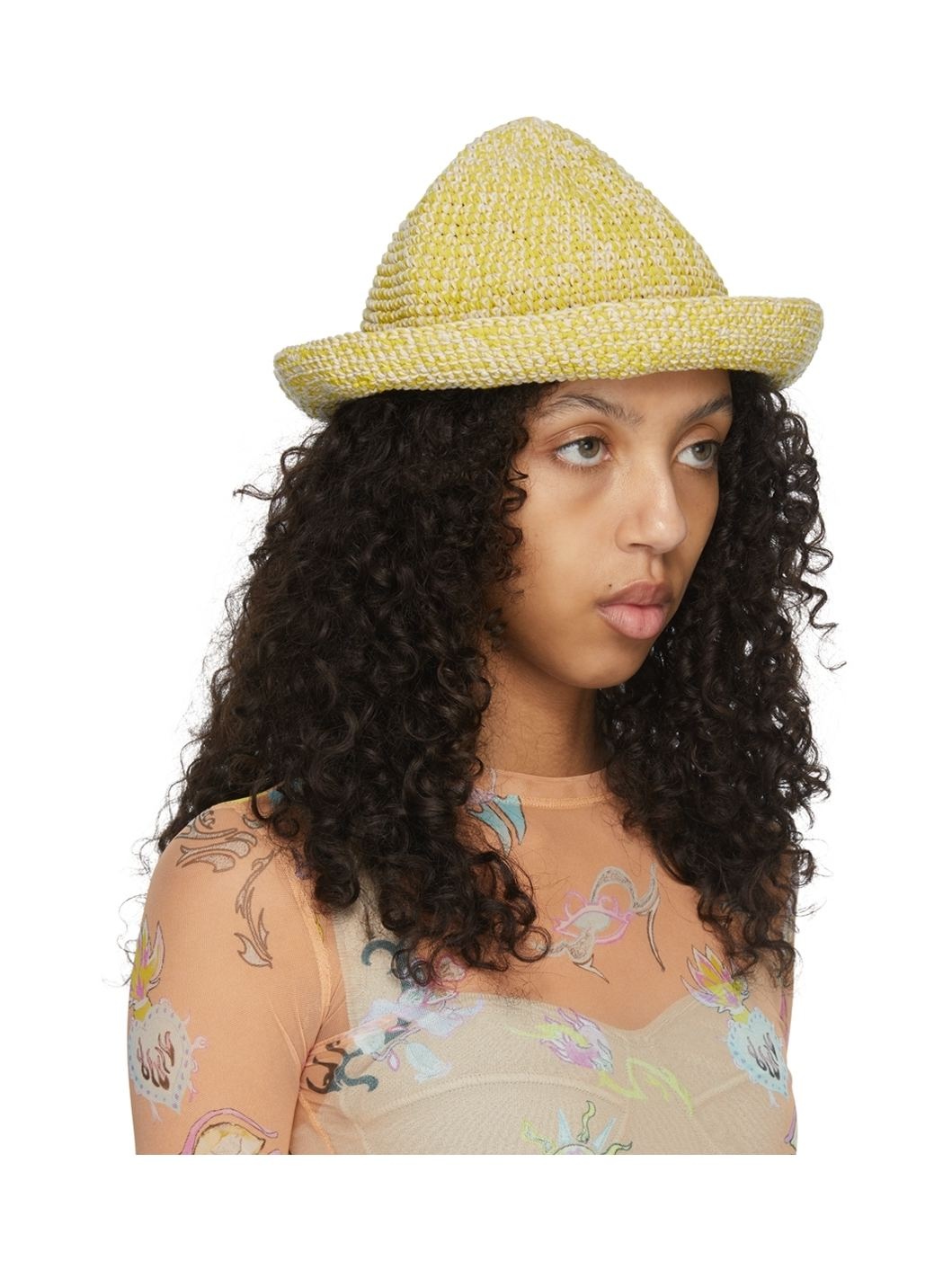 SSENSE Exclusive Yellow Crochet Bucket Hat - 2