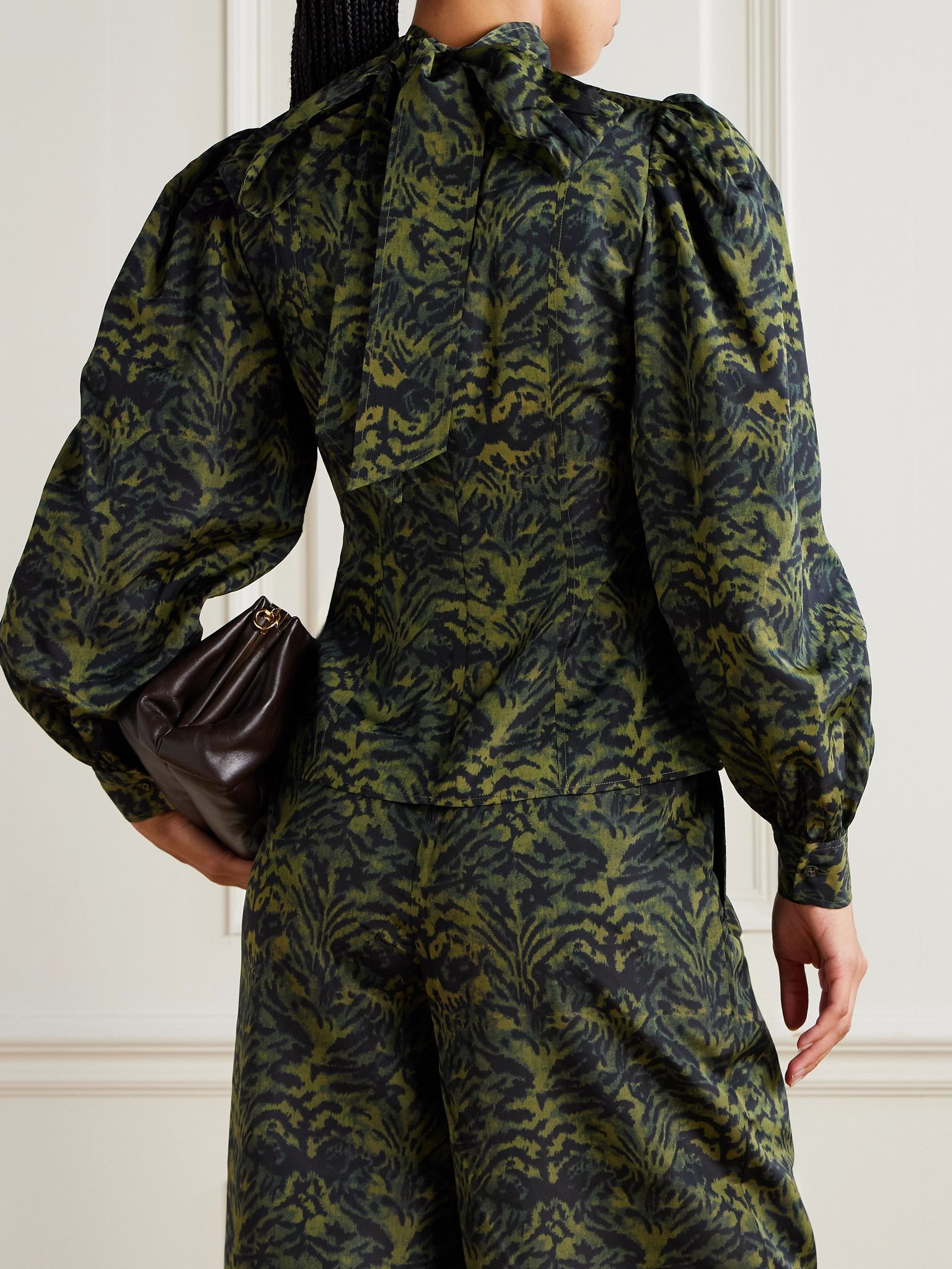Giorgia printed poplin blouse Dark green - 3