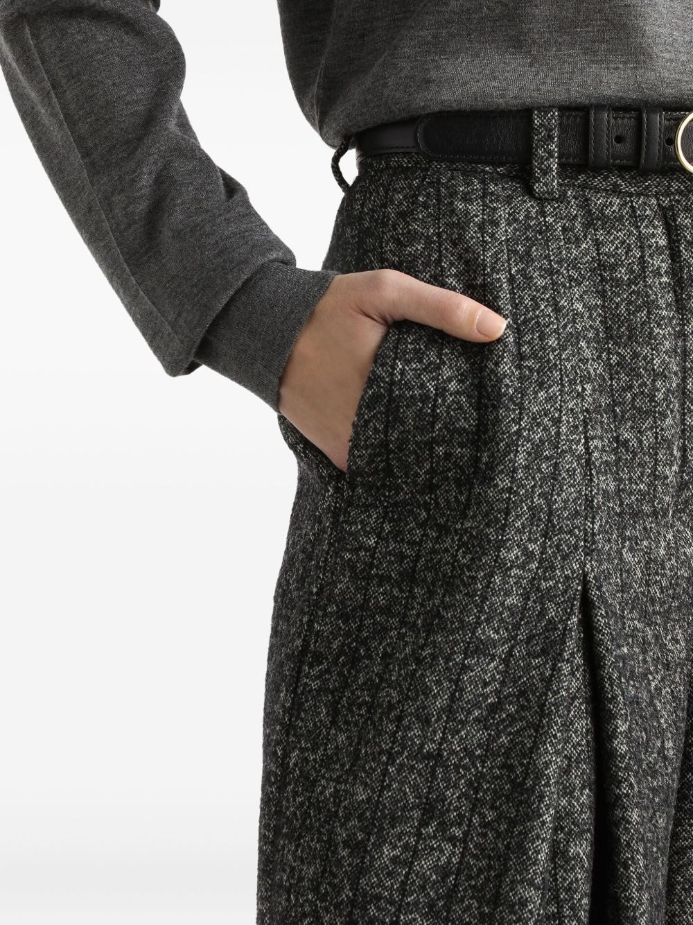 pleated tweed trousers - 4