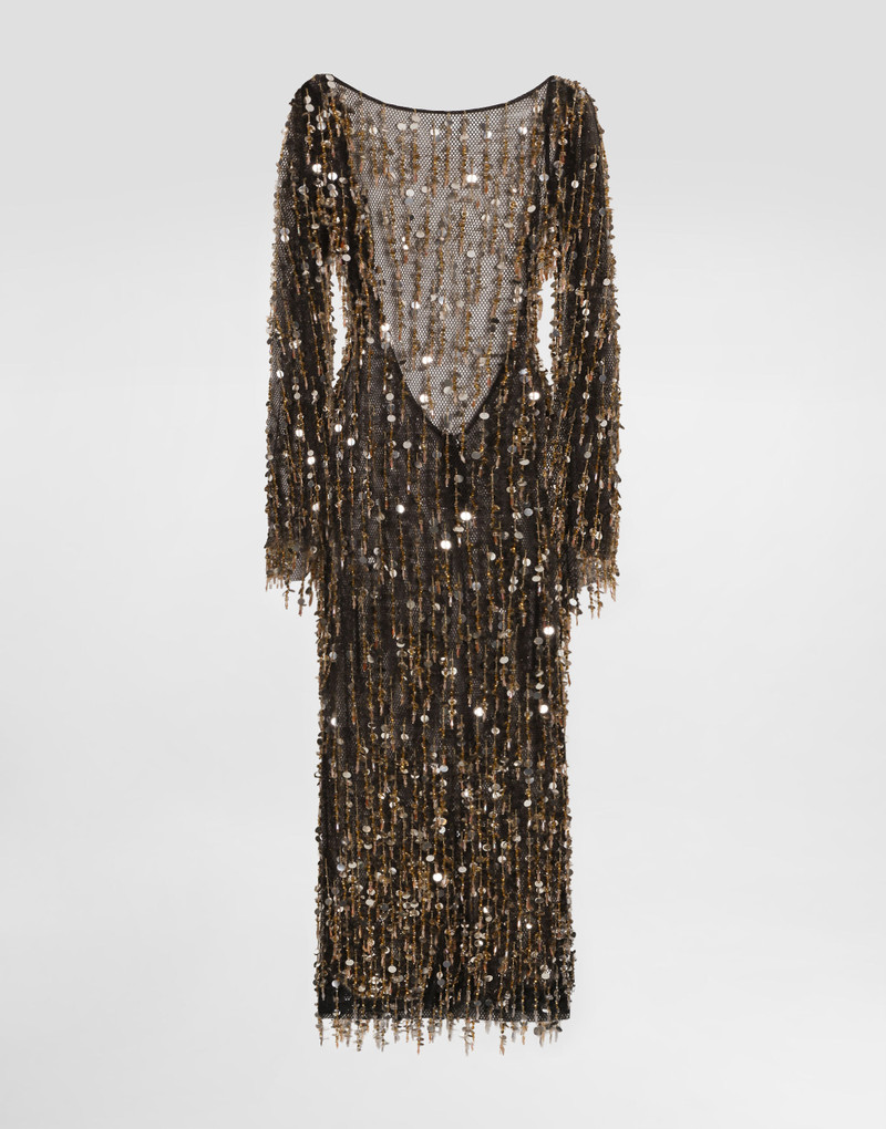Long dress with fringe and sequin embroidery 1