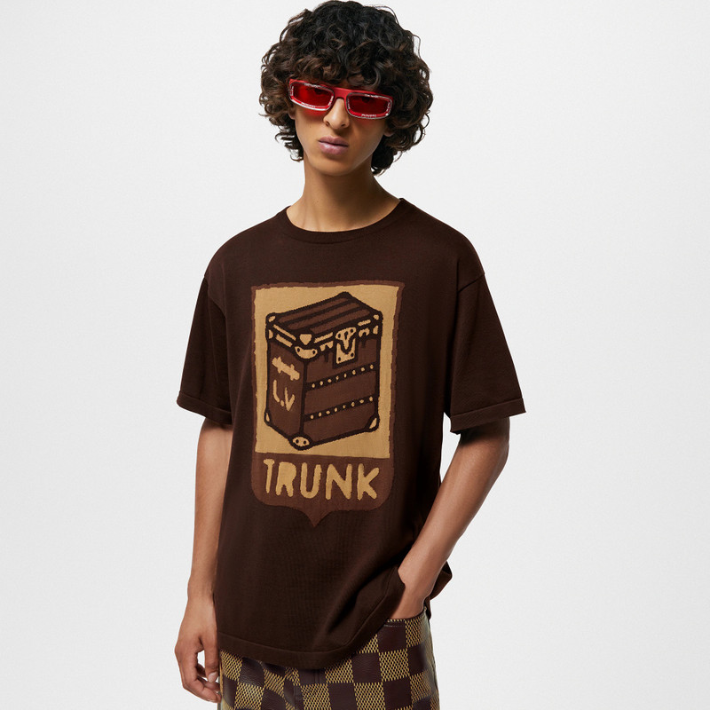 Short-Sleeved Cotton Intarsia Crewneck 2