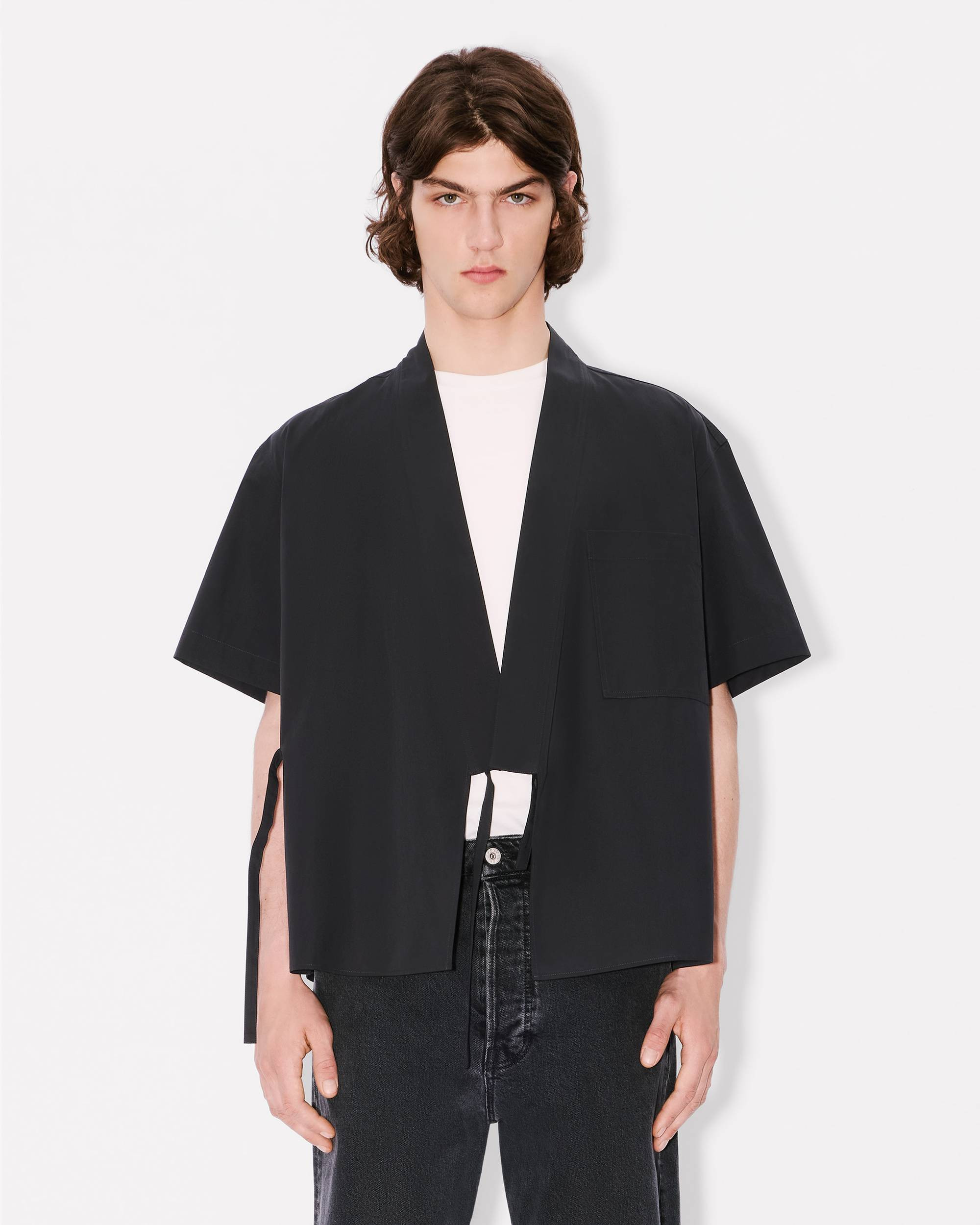 Kimono short sleeve shirt in cotton poplin - 3