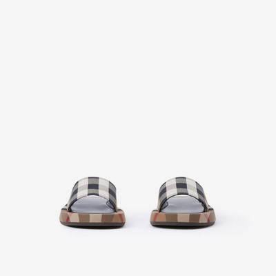 Burberry Exaggerated Check Cotton Platform Slides outlook