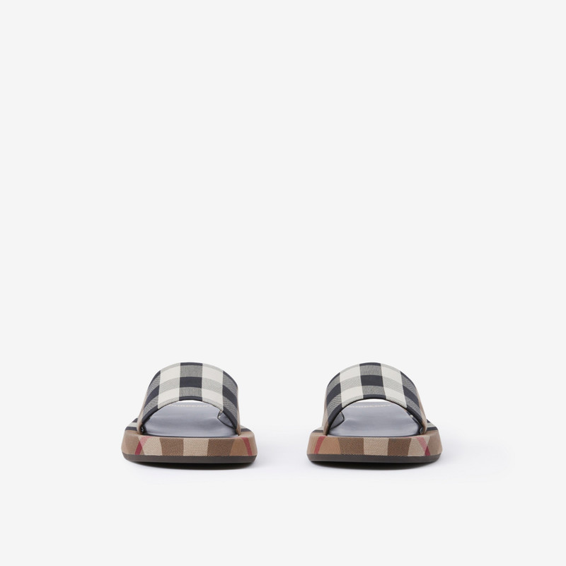 Burberry Exaggerated Check Cotton Platform Slides outlook