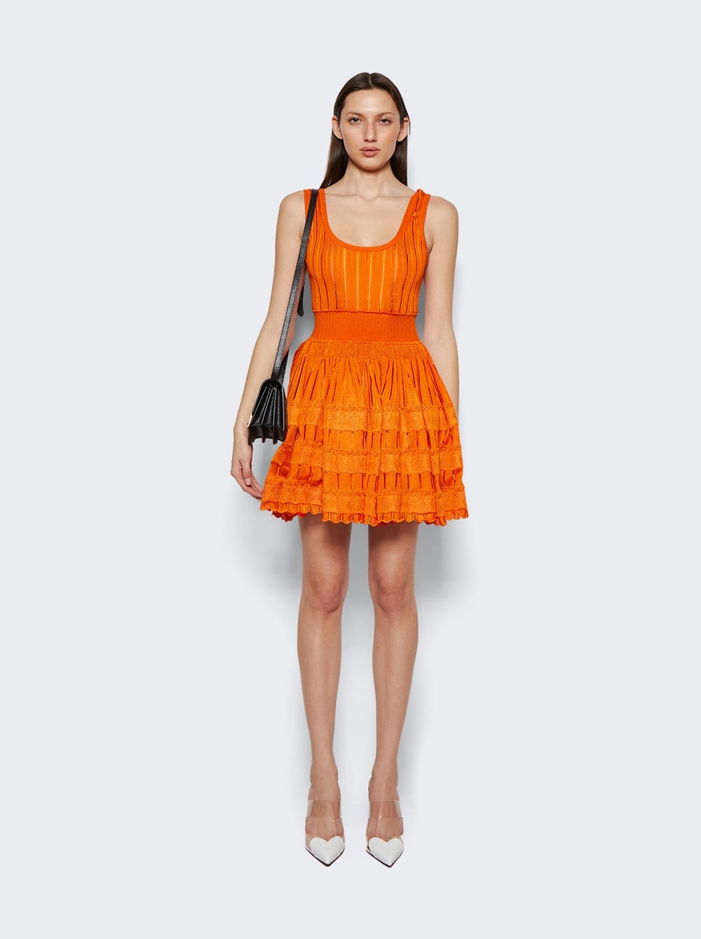 Fluid Skater Mini Dress Orange - 2