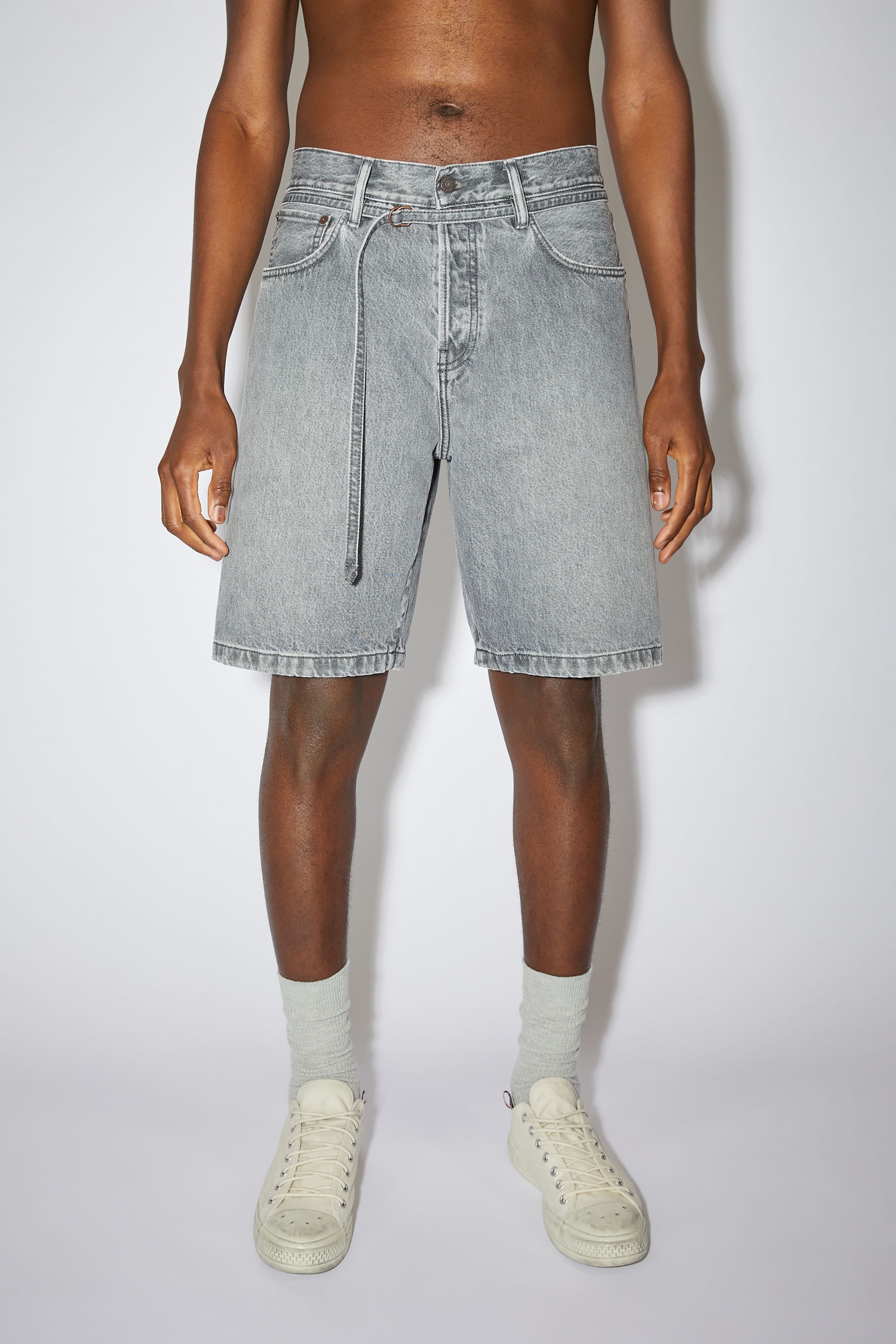 Cotton denim shorts - Grey - 2