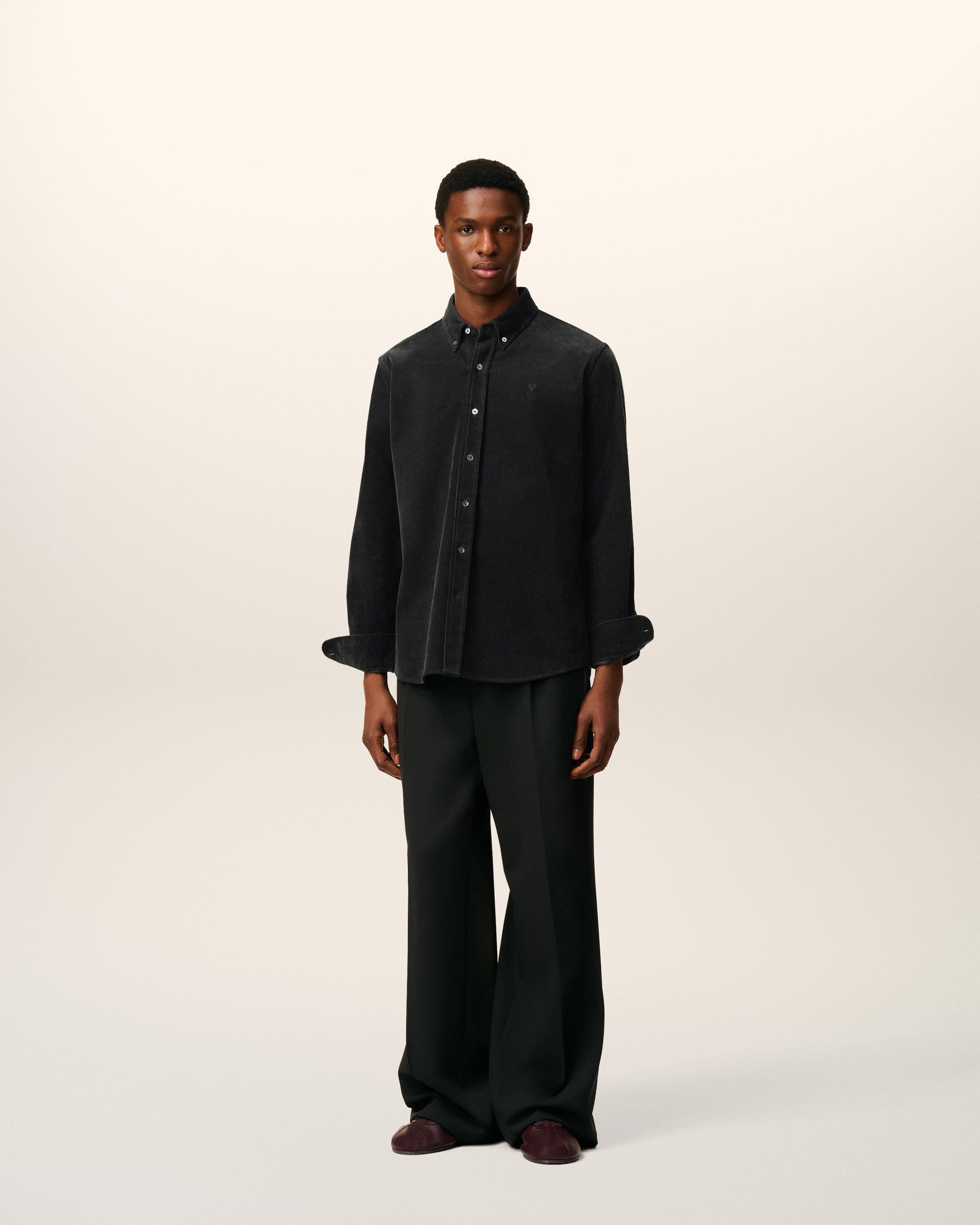 BLACK COTTON BUTTON DOWN AMI DE COEUR SHIRT - 2