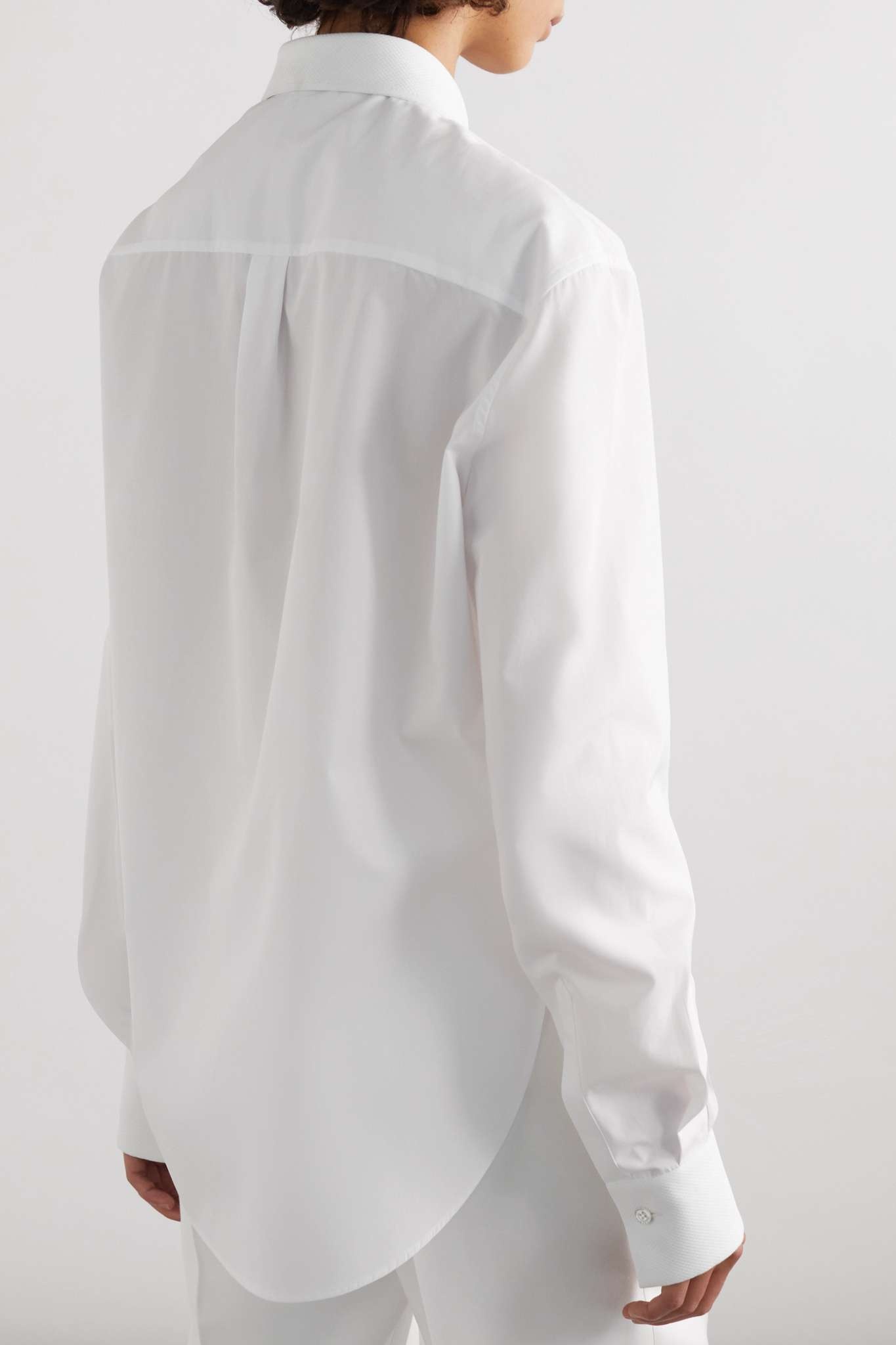 Piqué-trimmed cotton-poplin shirt - 4