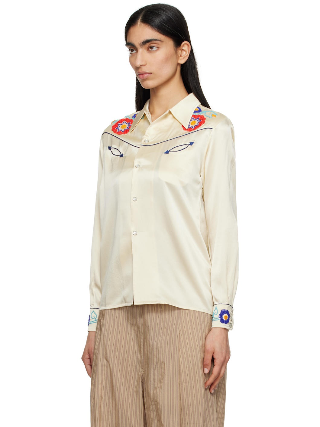 Beige Garden Party Western Shirt - 4