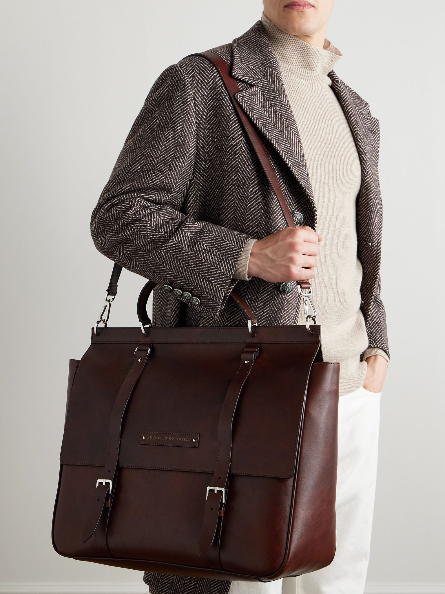 Leather Briefcase Red - 6