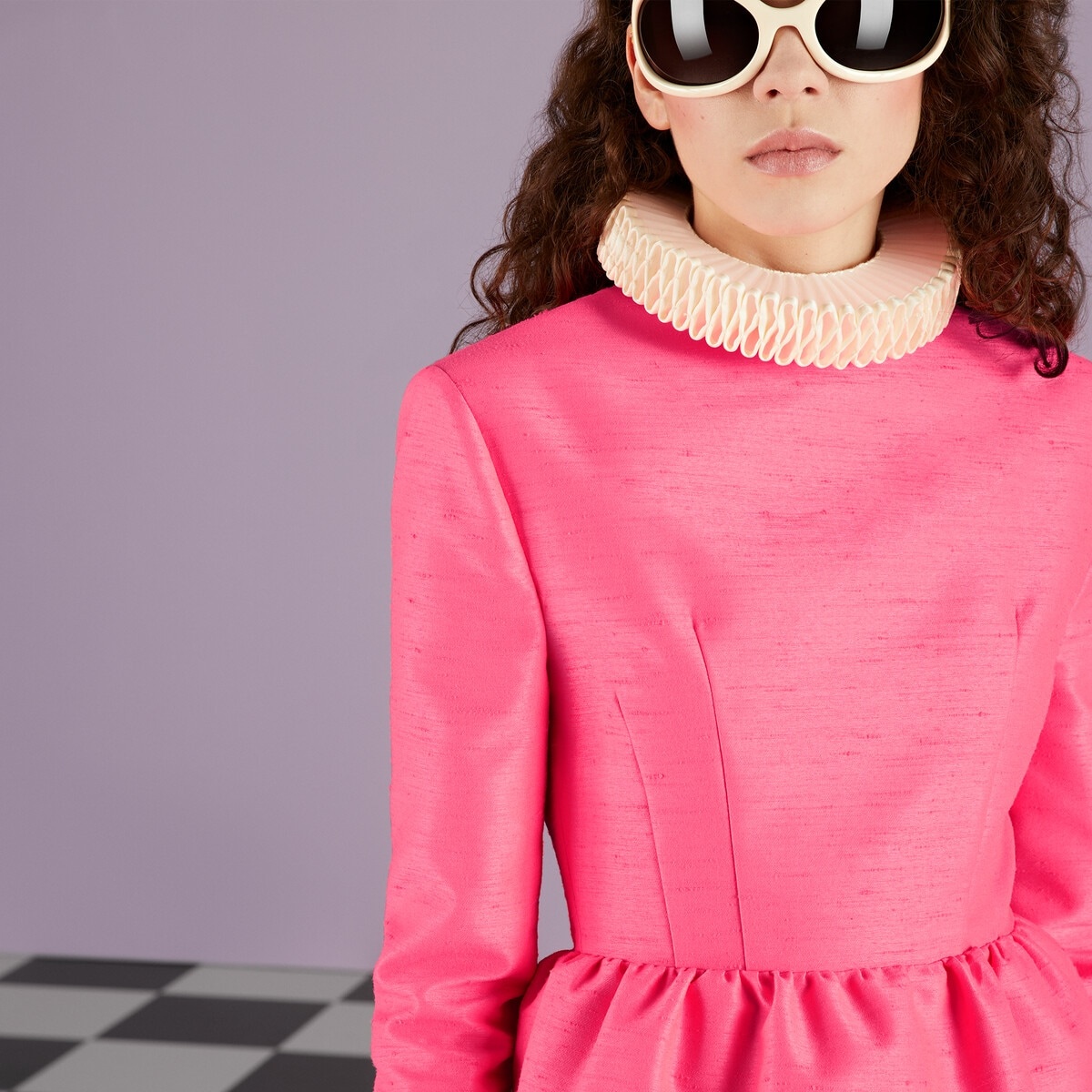 Silk blend dress with collar - 4
