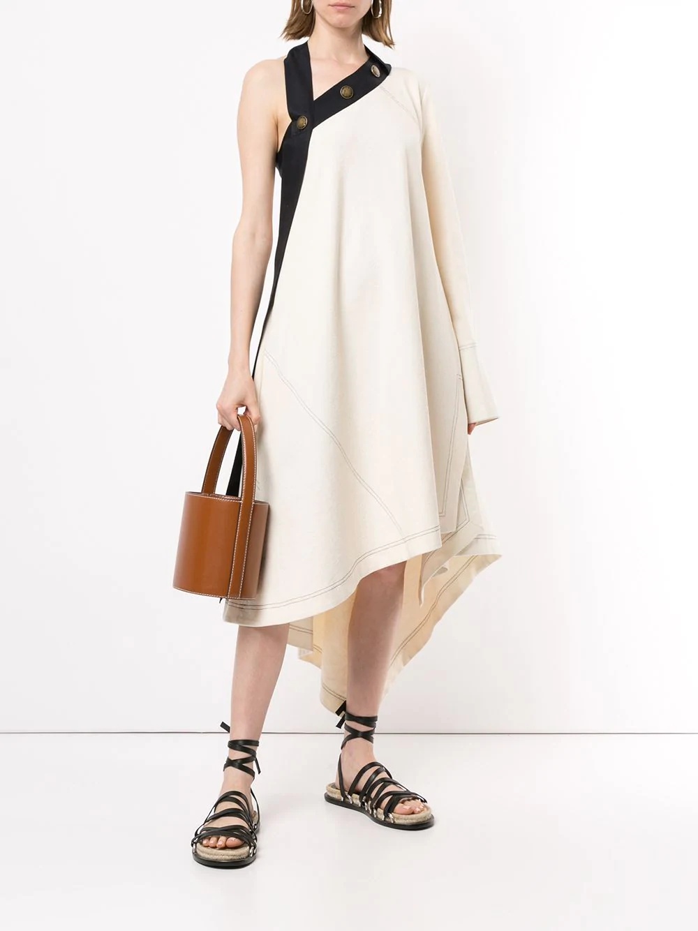 sail print asymmetrical canvas dress - 2