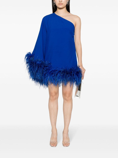 Taller Marmo feather-trim one-shoulder minidress outlook