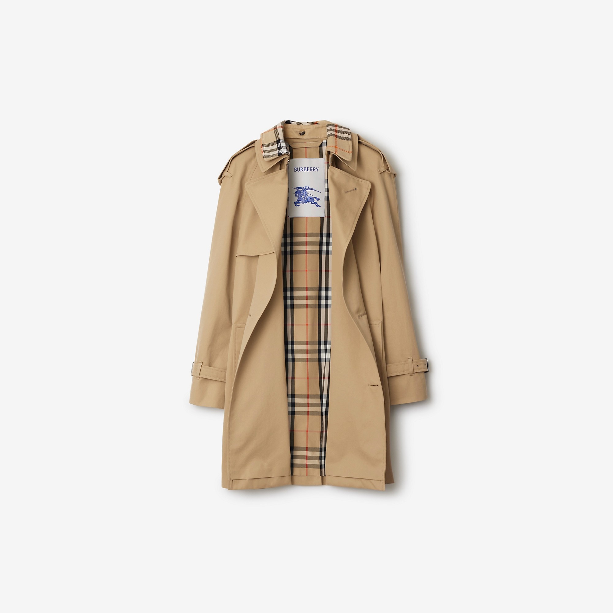 Burberry Short Detachable Collar Gabardine Trench Coat