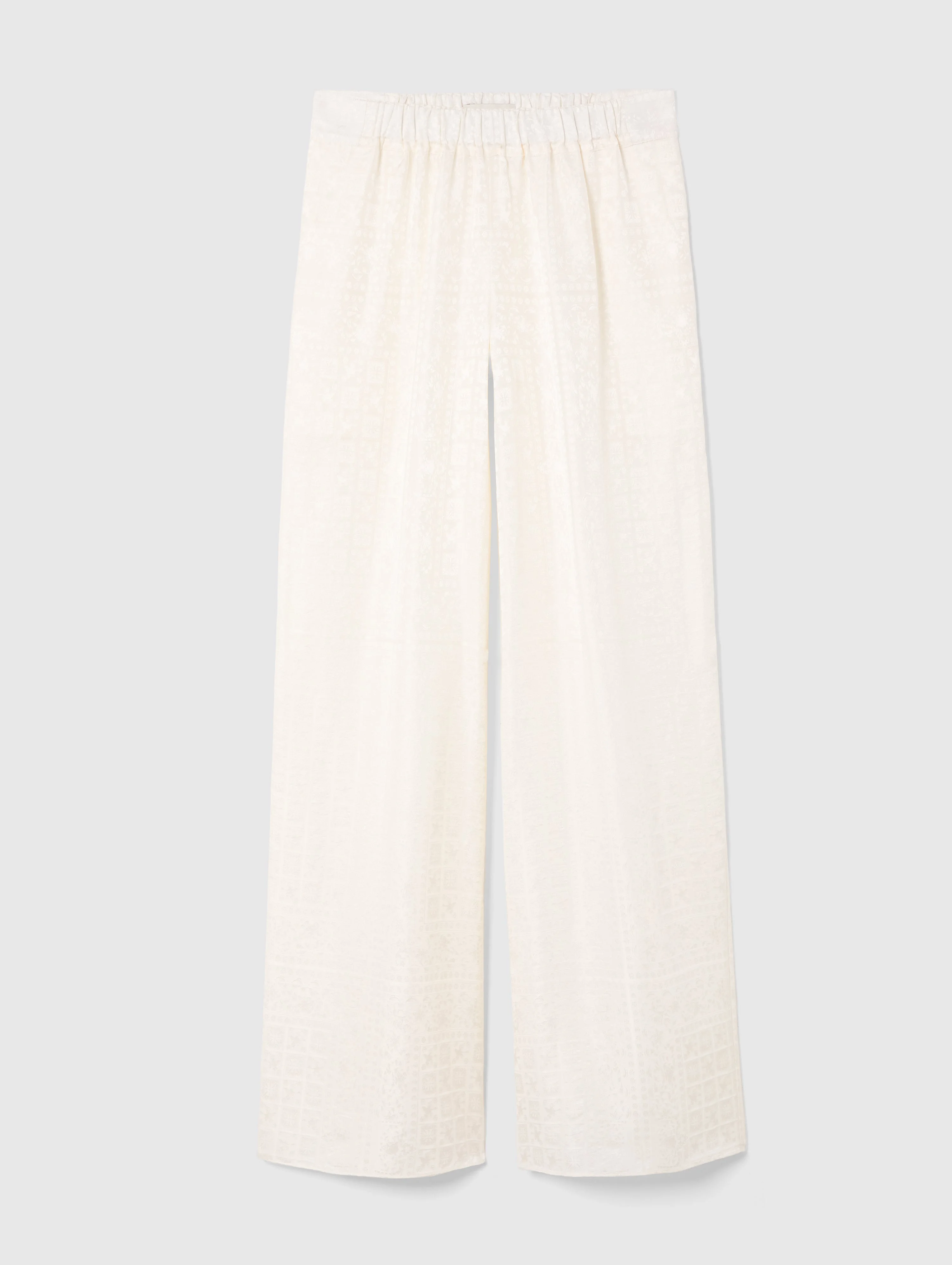 PALAZZO SILK TROUSERS IN IVORY JACQUARD - 1