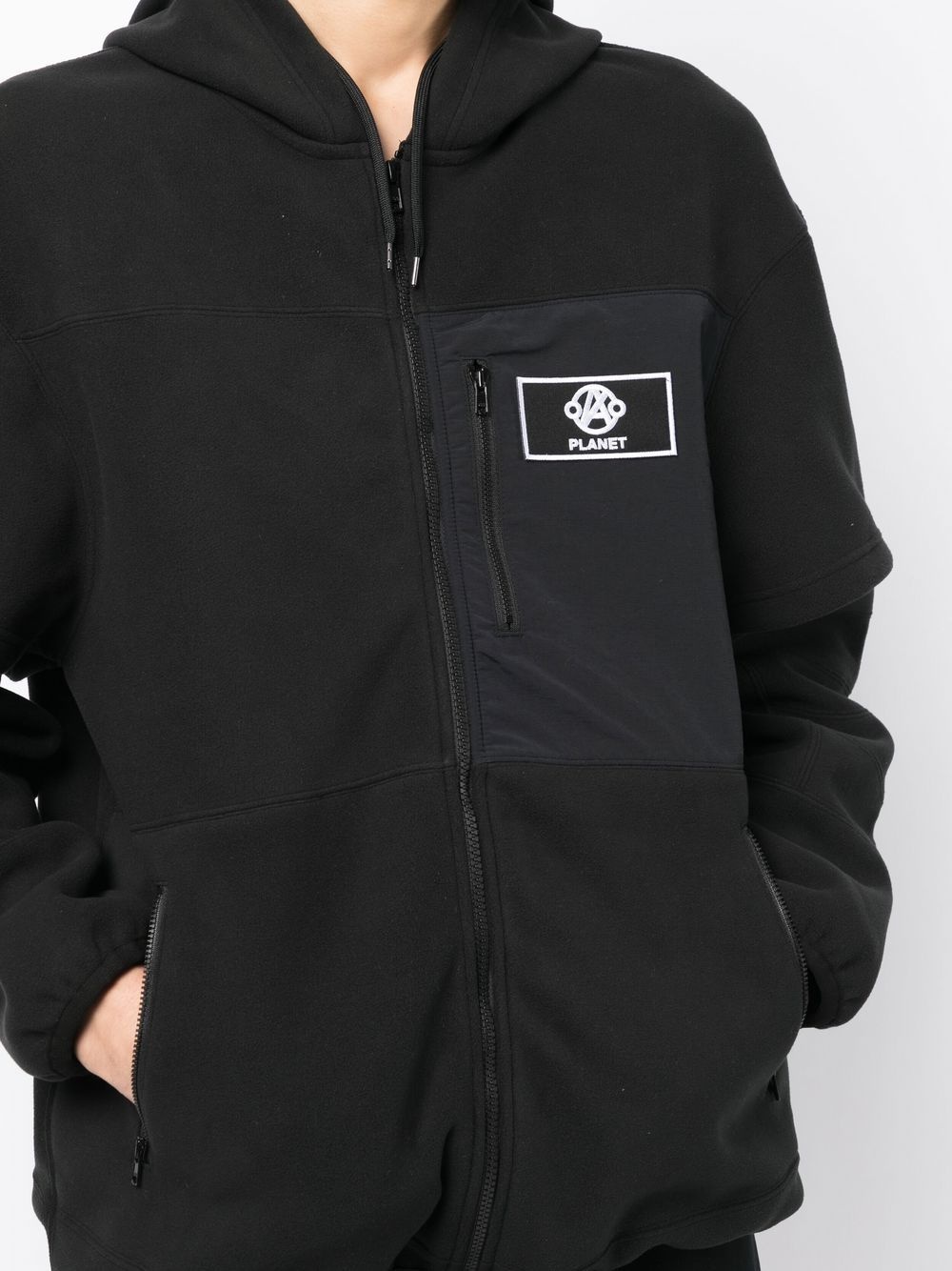 logo patch zip-up hoodie - 5