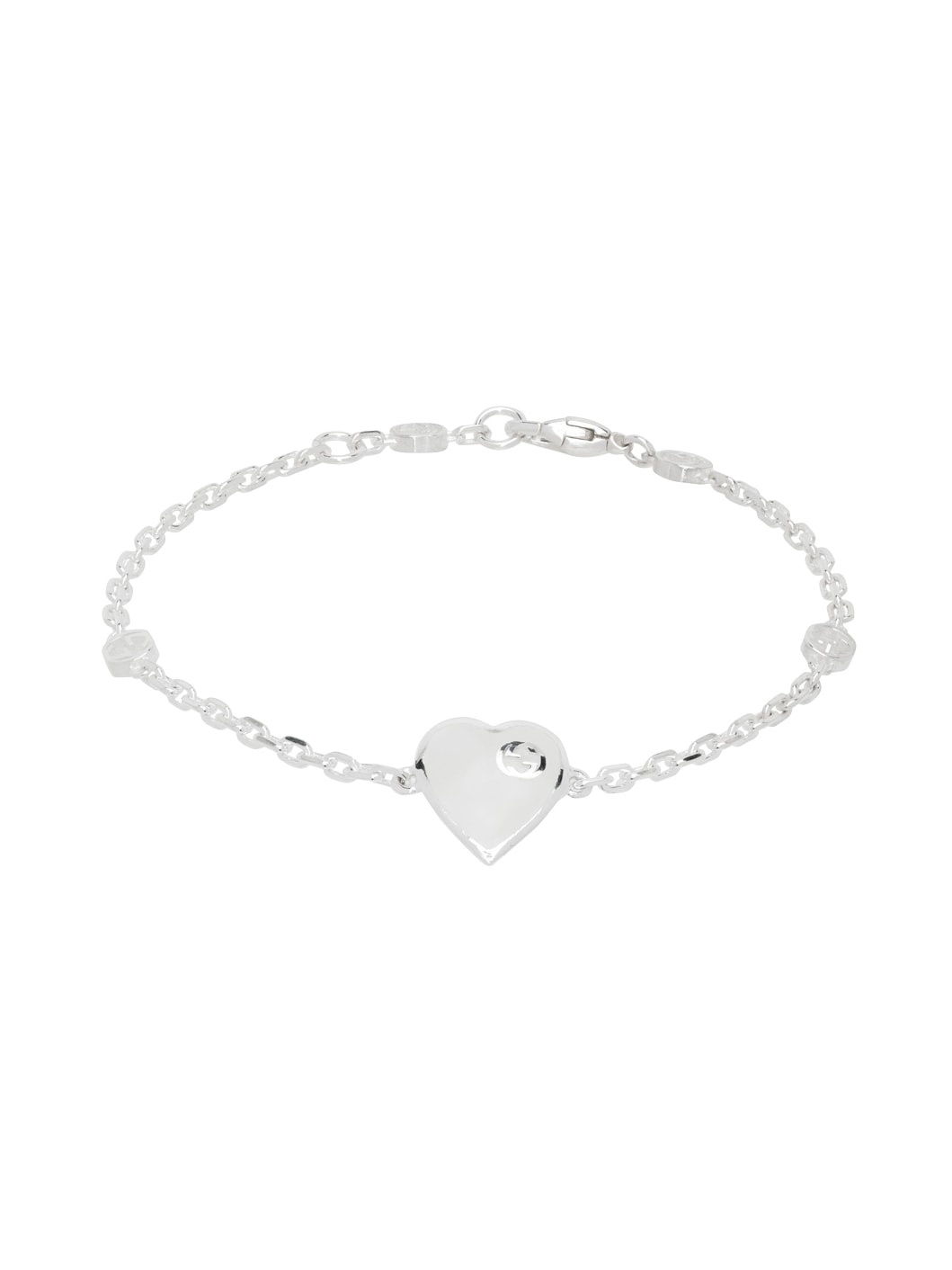 Silver Heart Interlocking G Bracelet - 1