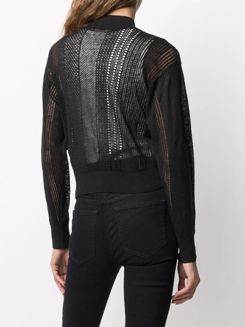 sheer open-knit cardigan - 4