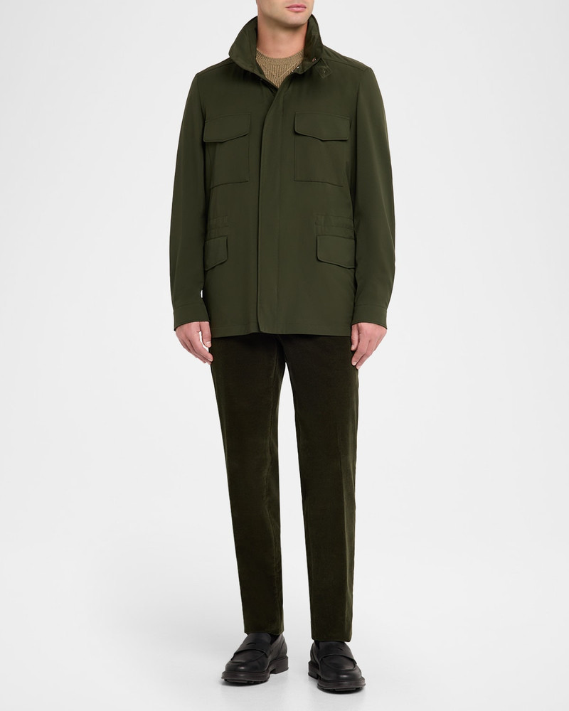 Loro Piana Men's Traveller Storm System Microfiber Field Jacket with Hood outlook