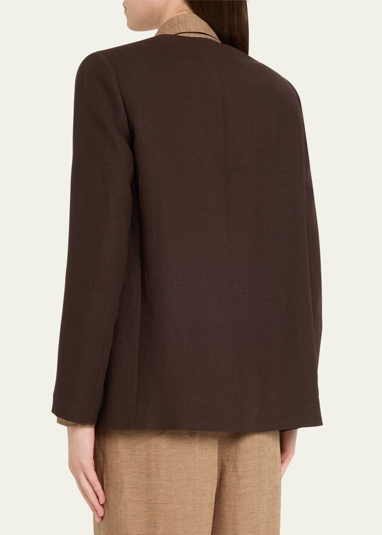 Hanna Open-Front Summer Linen Crepe Jacket - 3