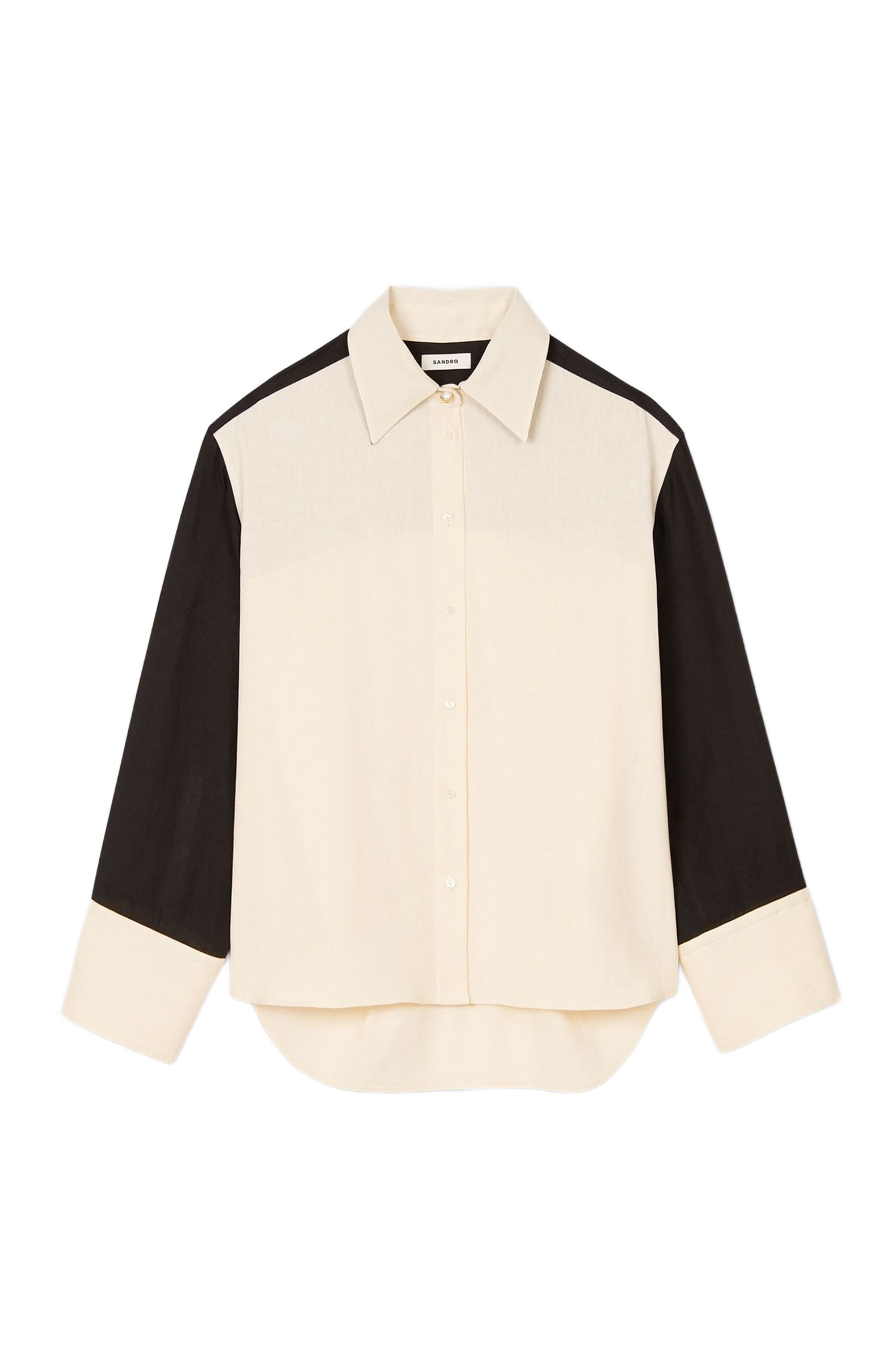 SANDRO Two-tone shirt in Ecru at Nordstrom - 5