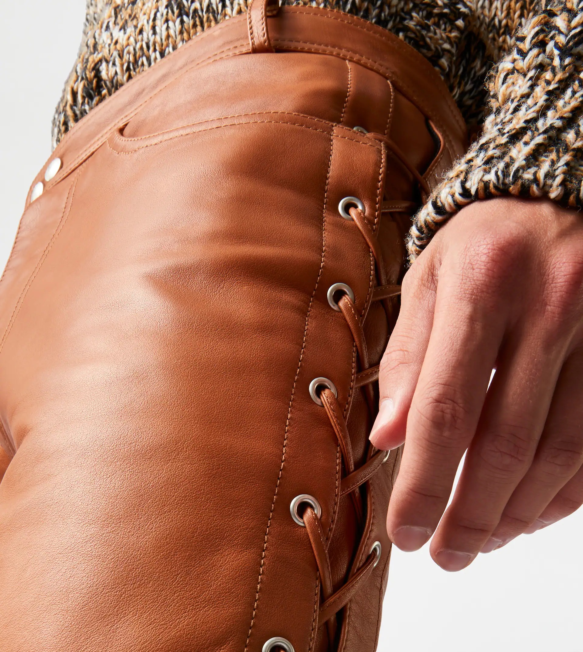 TOD'S TROUSERS IN LEATHER - BROWN - 5