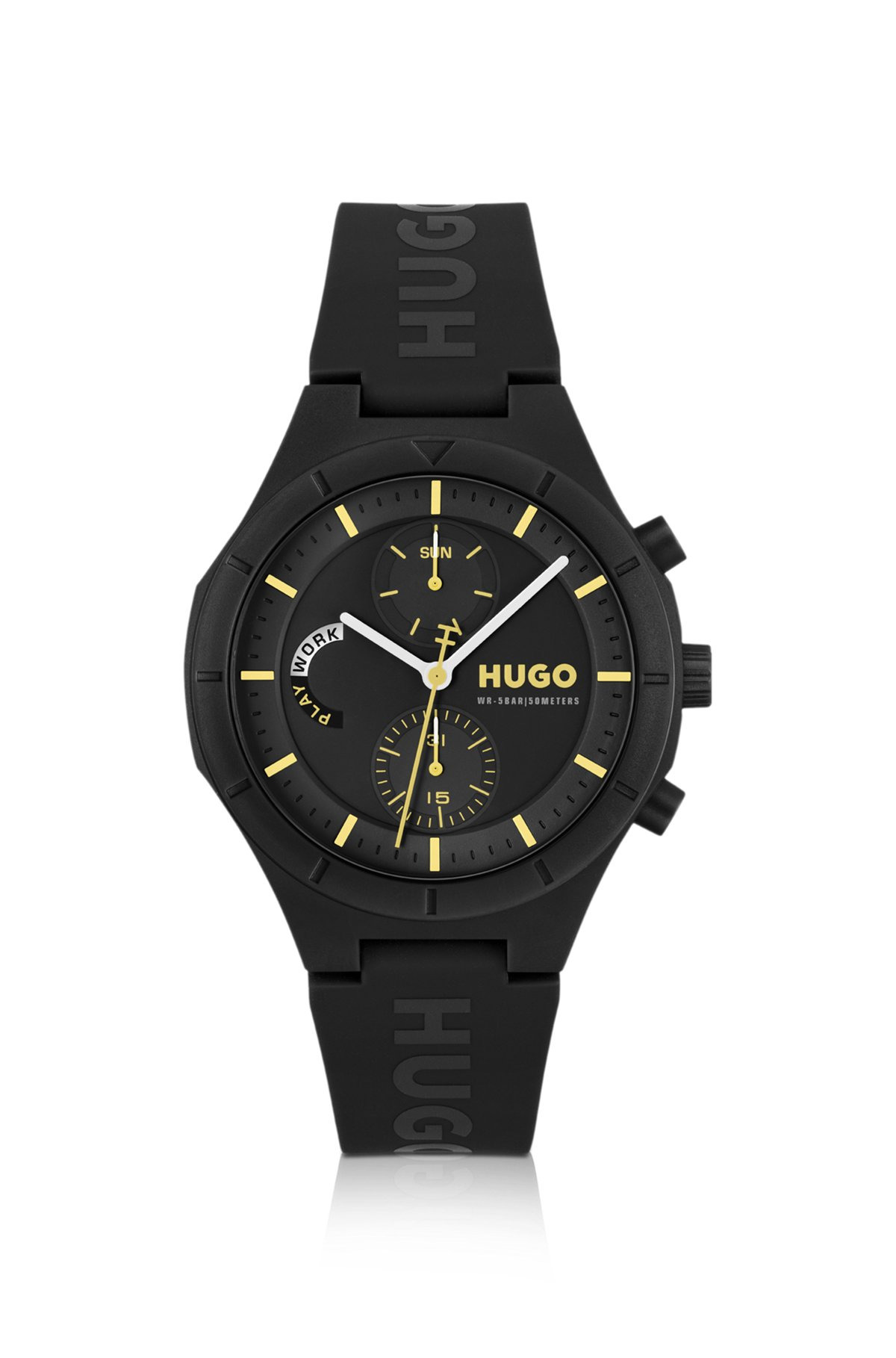 BLACK WATCH WITH SILICONE LOGO STRAP - 1