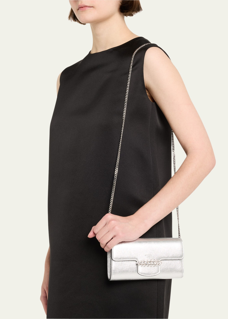 JIMMY CHOO Bing Crystal Metallic Leather Wallet outlook