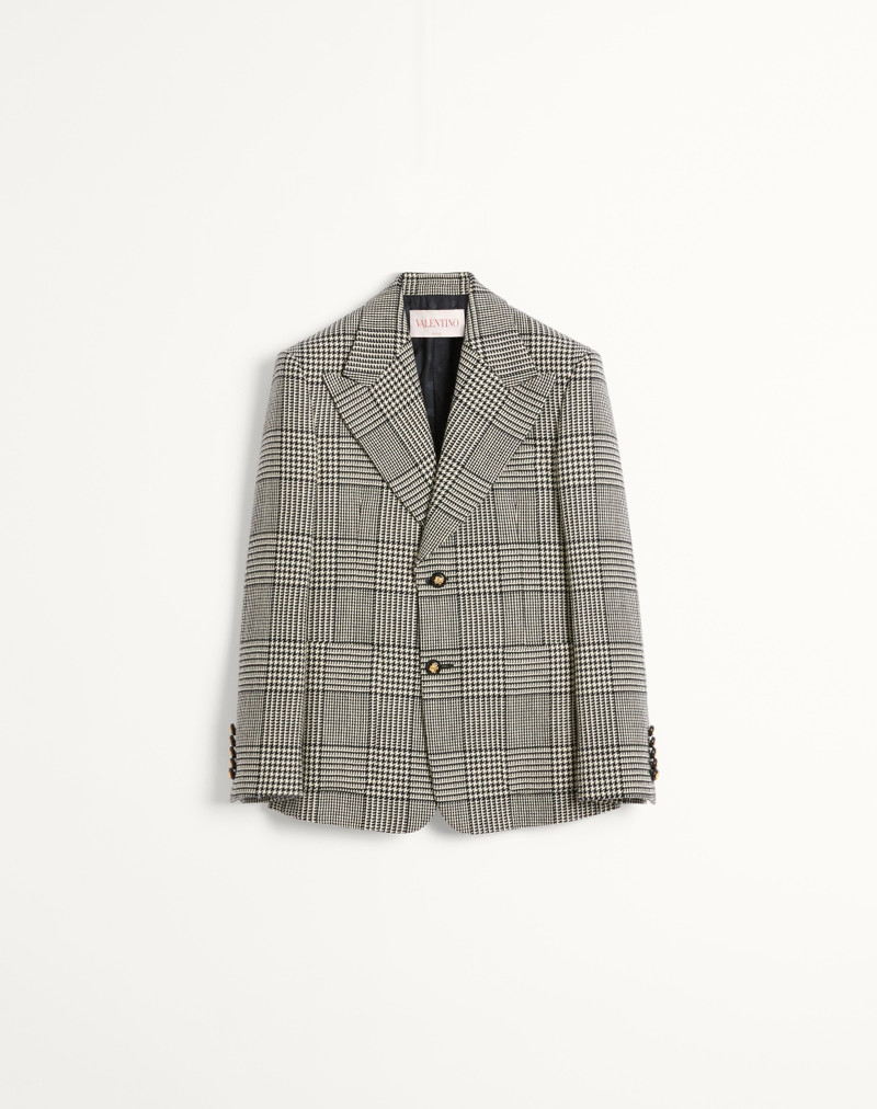 SINGLE-BREASTED WOOL JACKET WITH CHECK PATTERN ON HOUNDSTOOTH 1