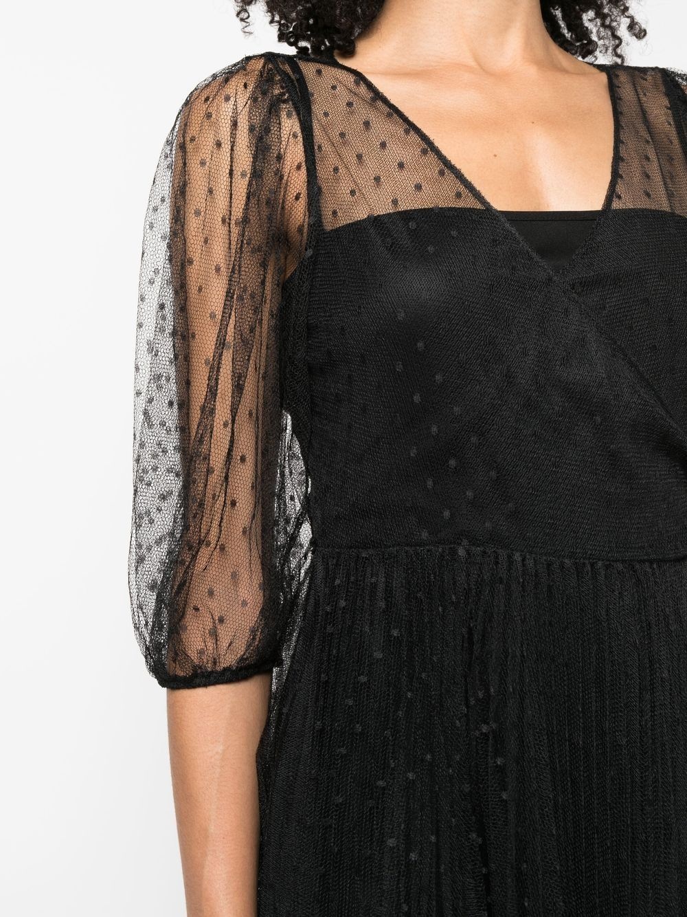 short-sleeved tulle midi dress - 5