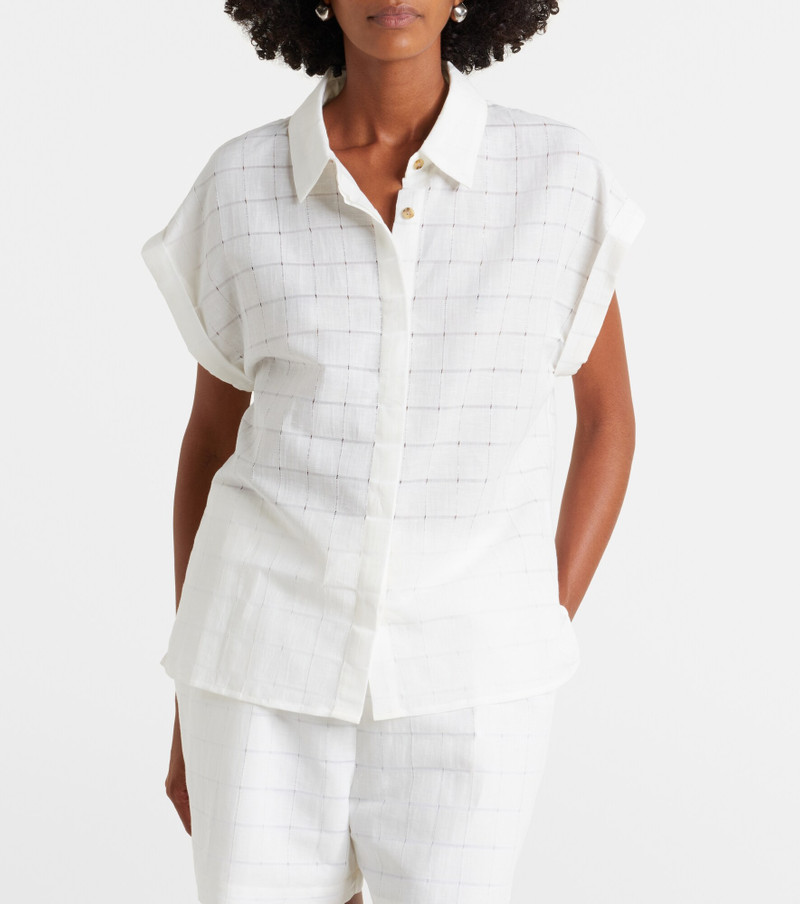 ASCENO Andra linen and cotton checked shirt outlook