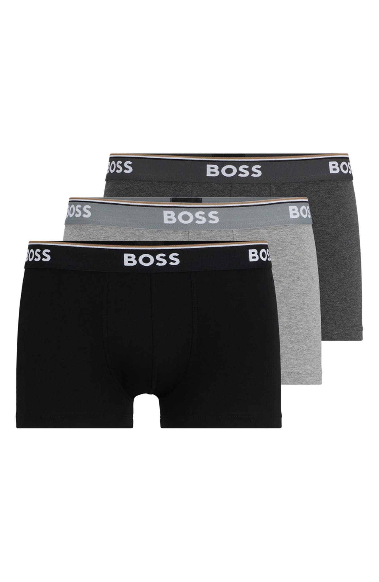 BOSS 3-Pack Power Stretch Cotton Trunks in Open Grey at Nordstrom - 2