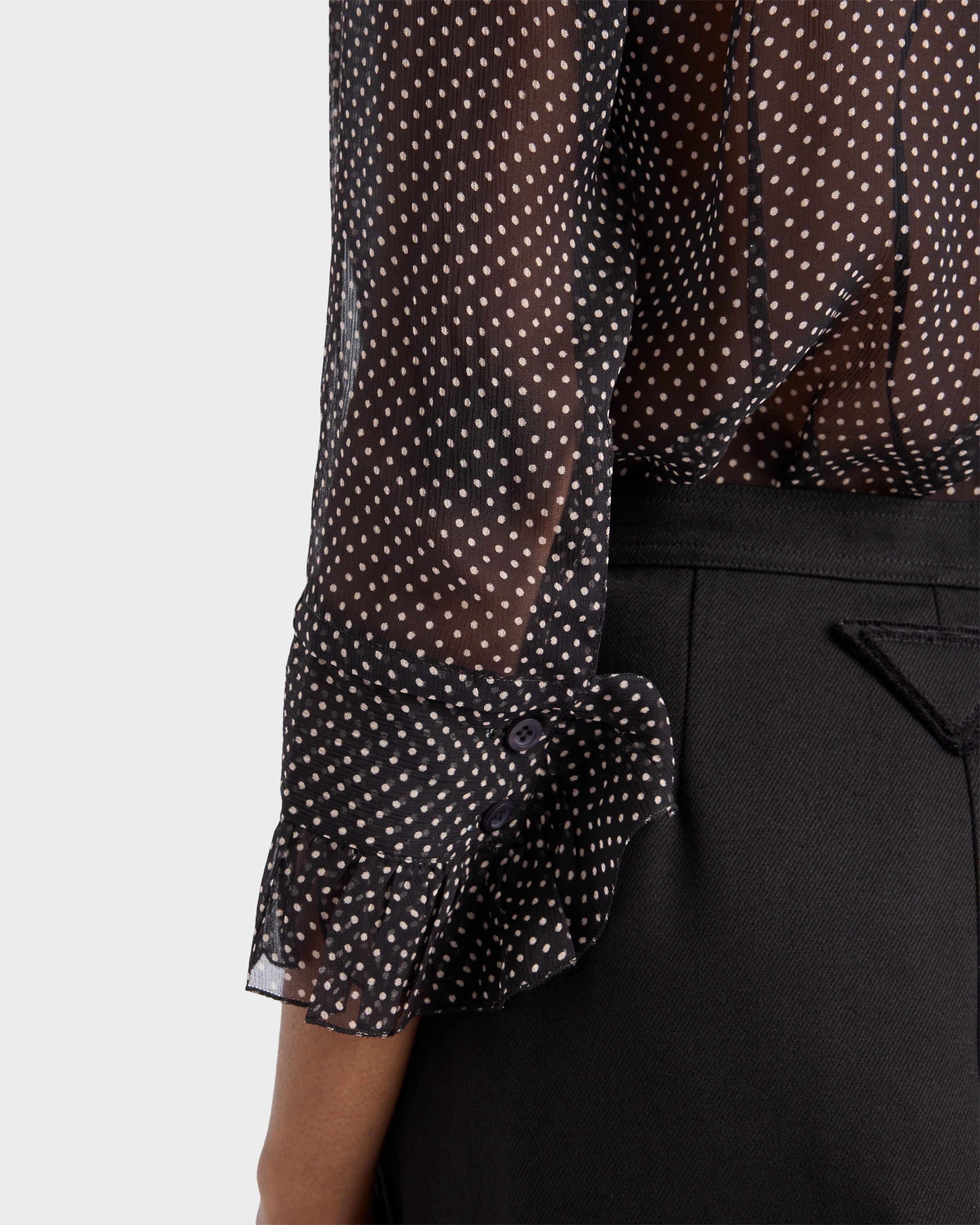 Polka-dot silk chiffon shirt - 6