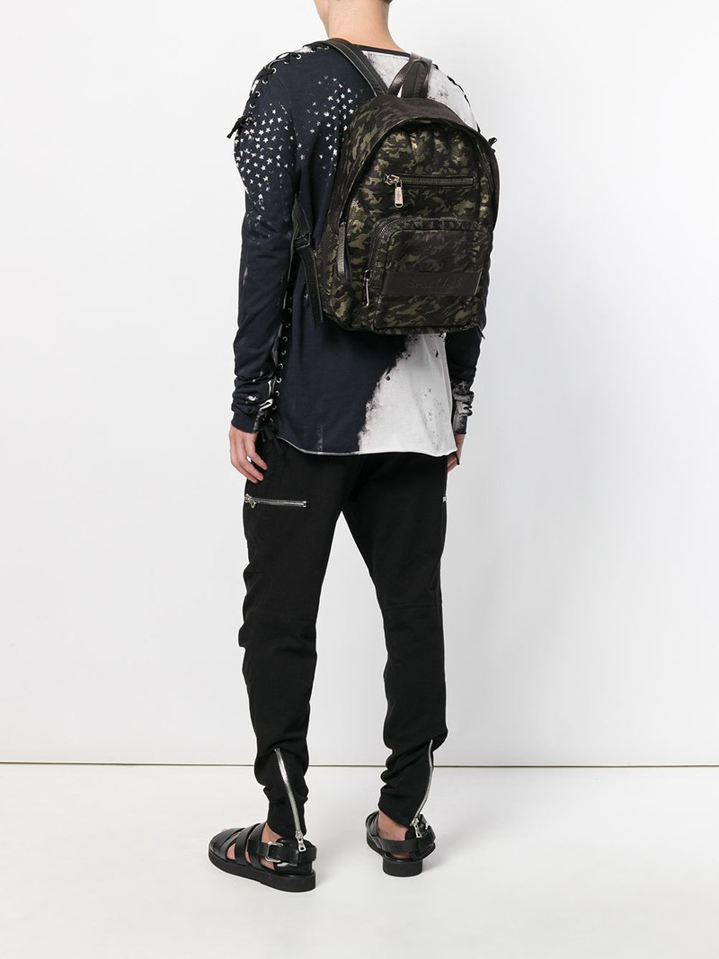 Balmain camouflage print backpack outlook