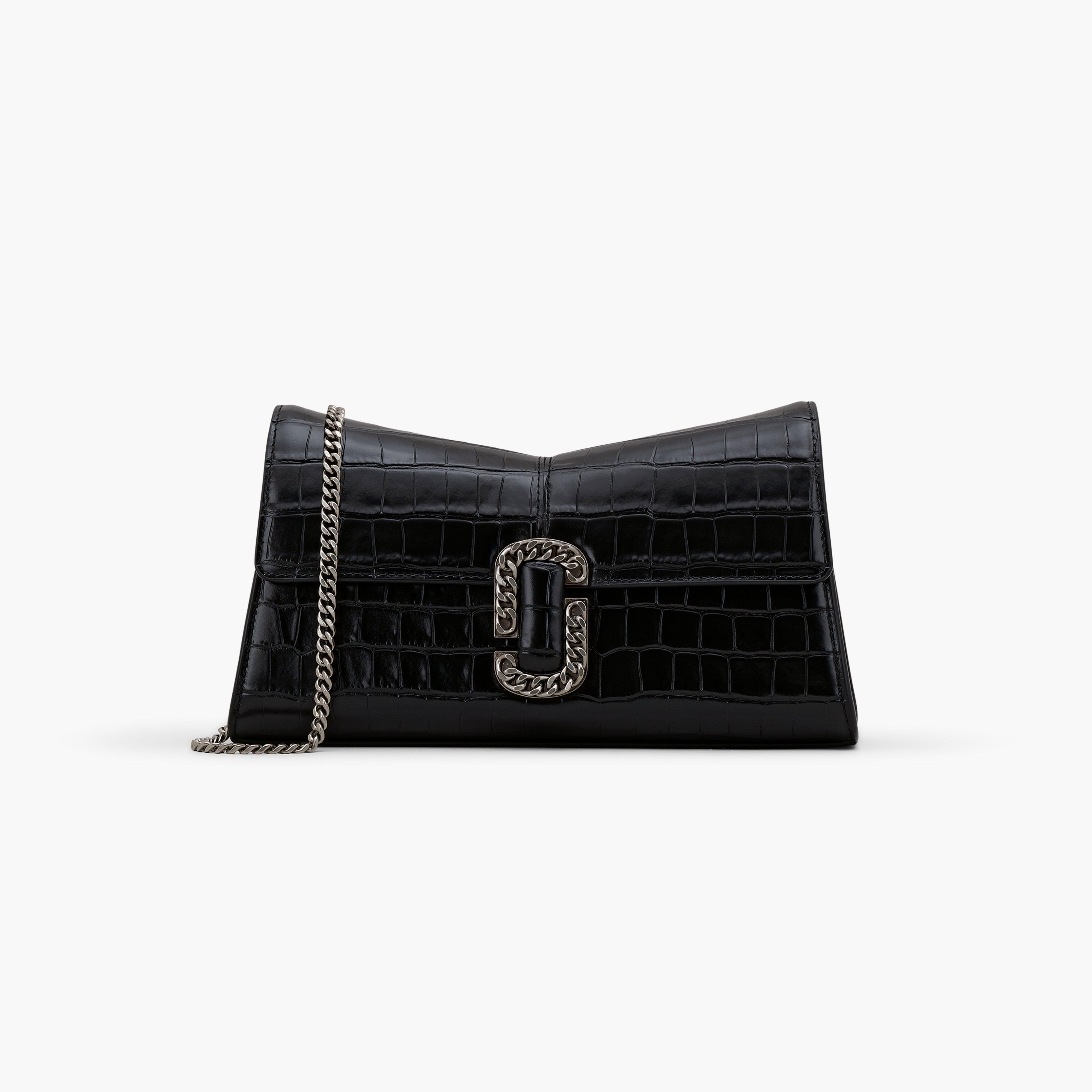 Marc Jacobs Black St. Marc Croc-Embossed Leather Top Handle Bag