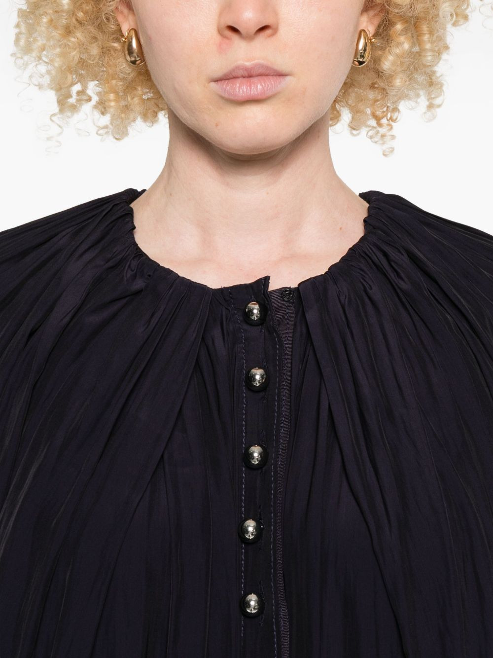 pleated button-front mini dress - 5