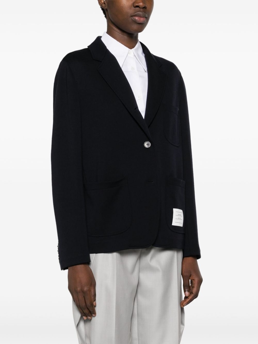 logo-patch virgin wool blazer - 3