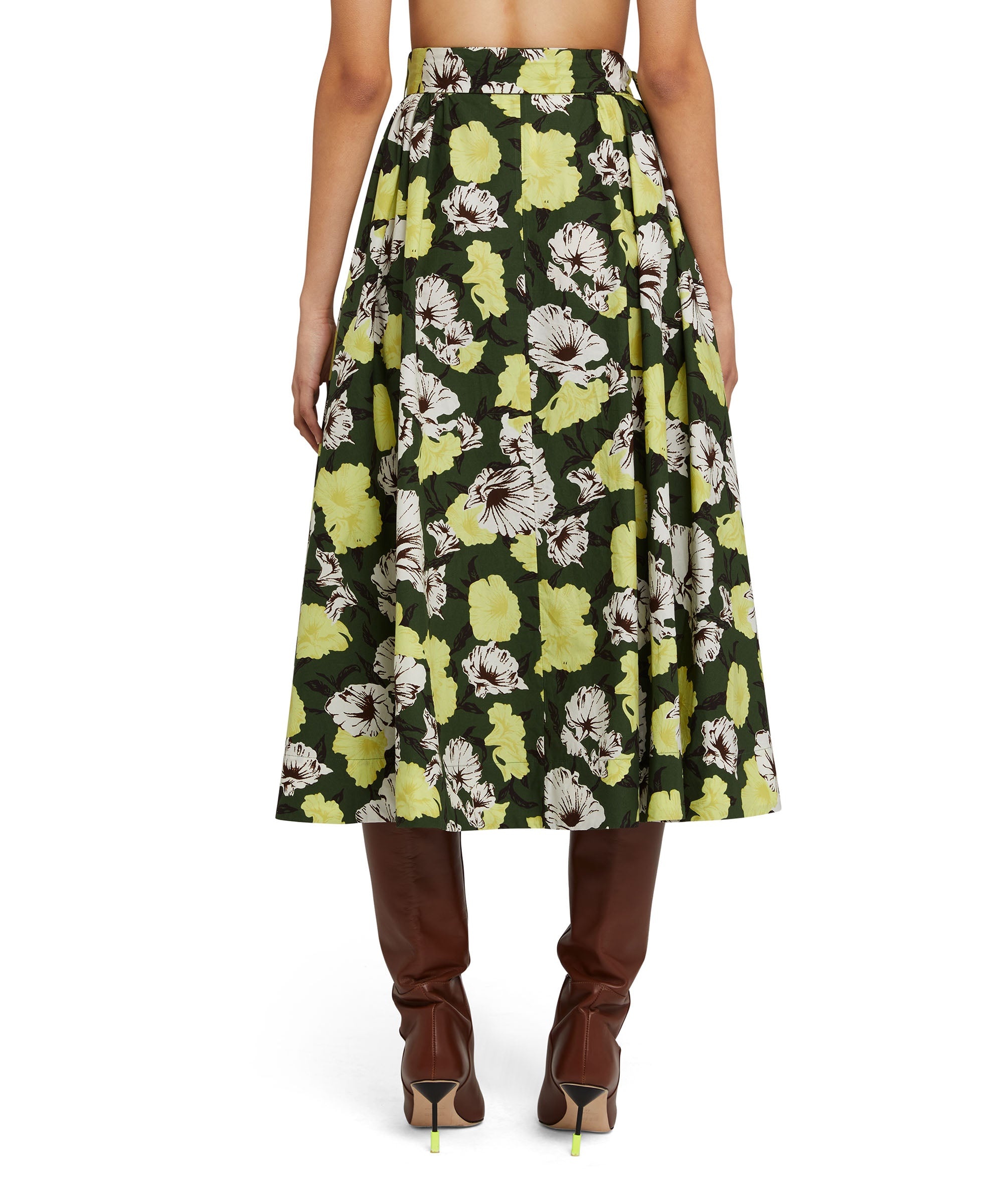 Poplin cotton wheel skirt with "Camo Hibiscus" pattern - 4