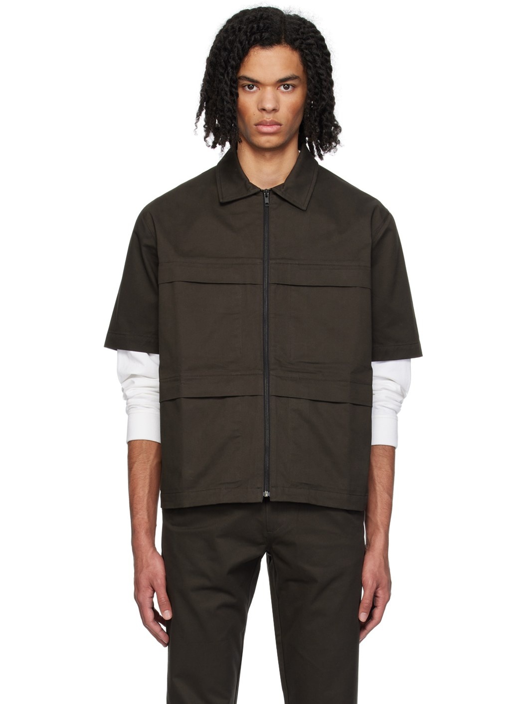 Brown Solid Shirt - 1