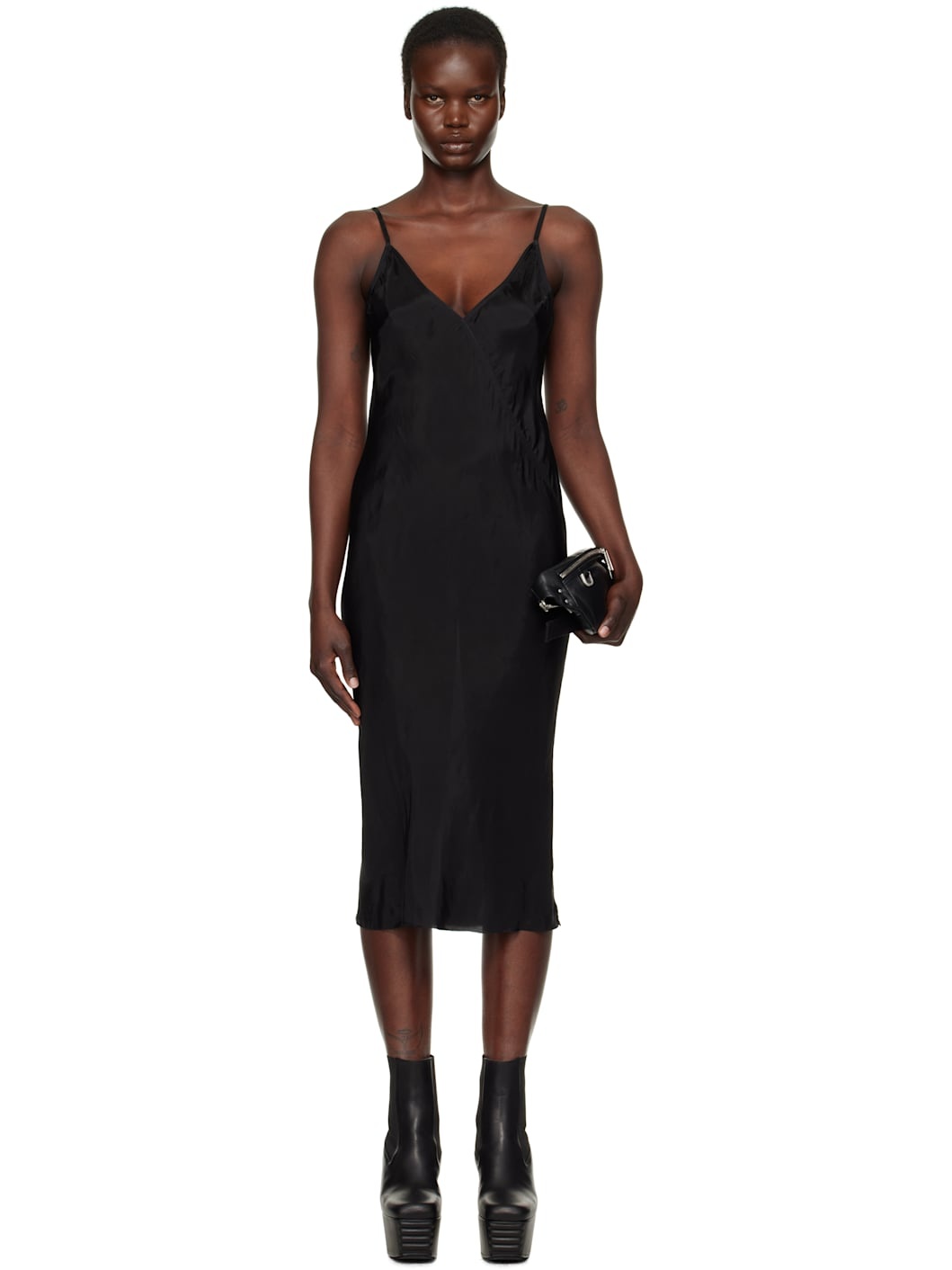 Black Hollywood Slip Midi Dress - 1