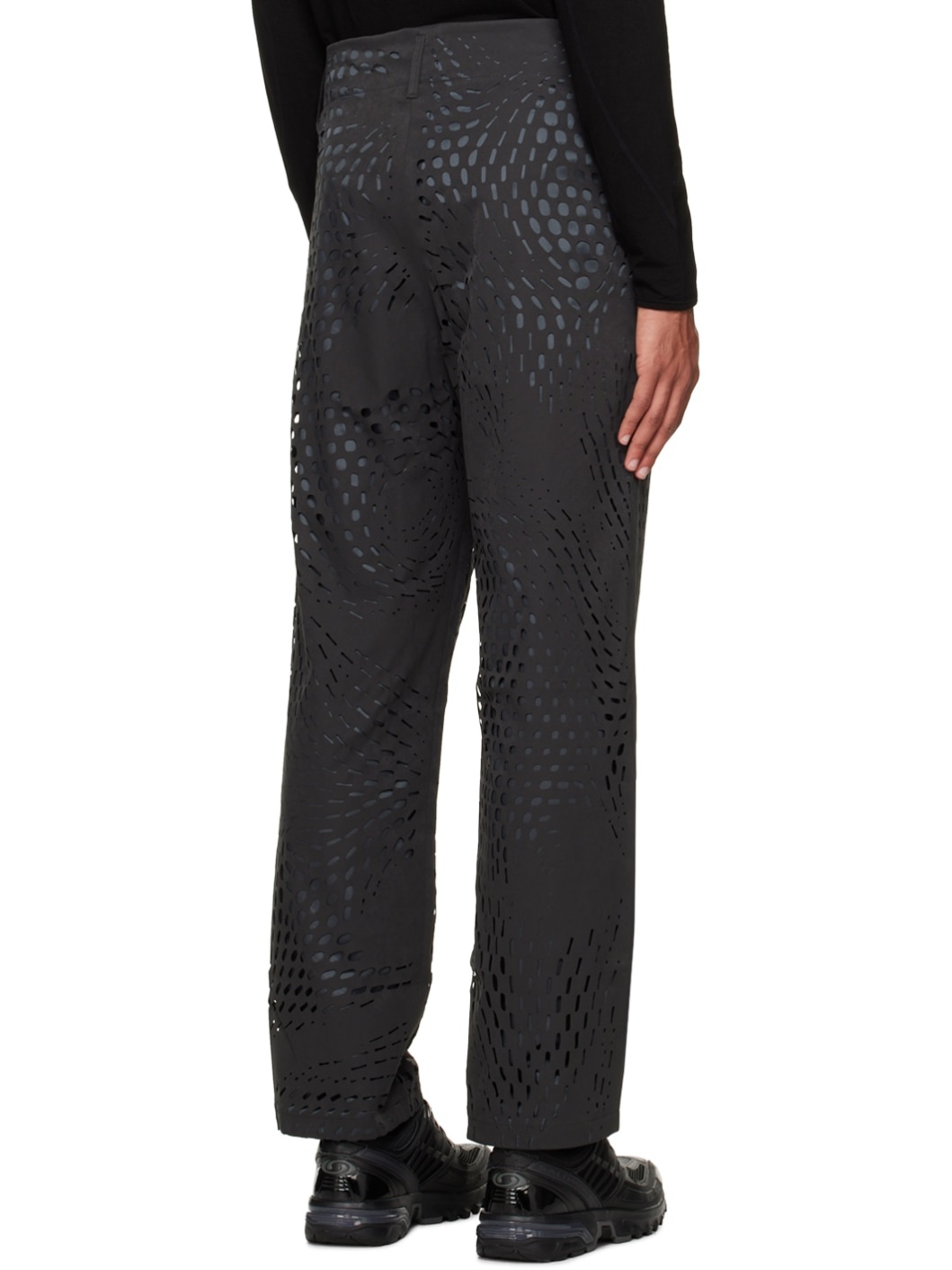 Black Cutouts Trousers - 3