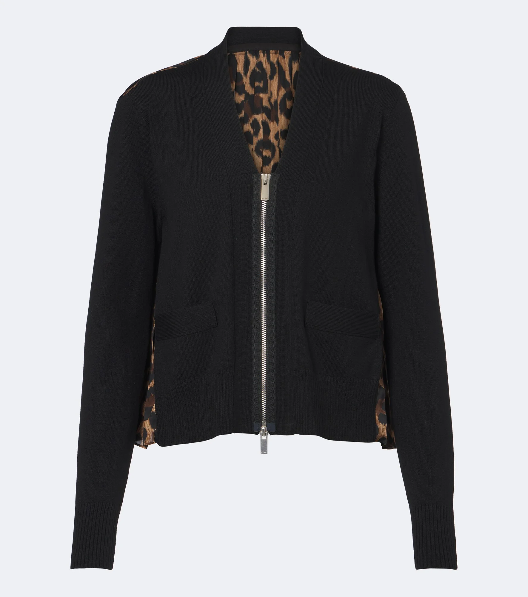 Paneled leopard-print cotton-blend cardigan - 1