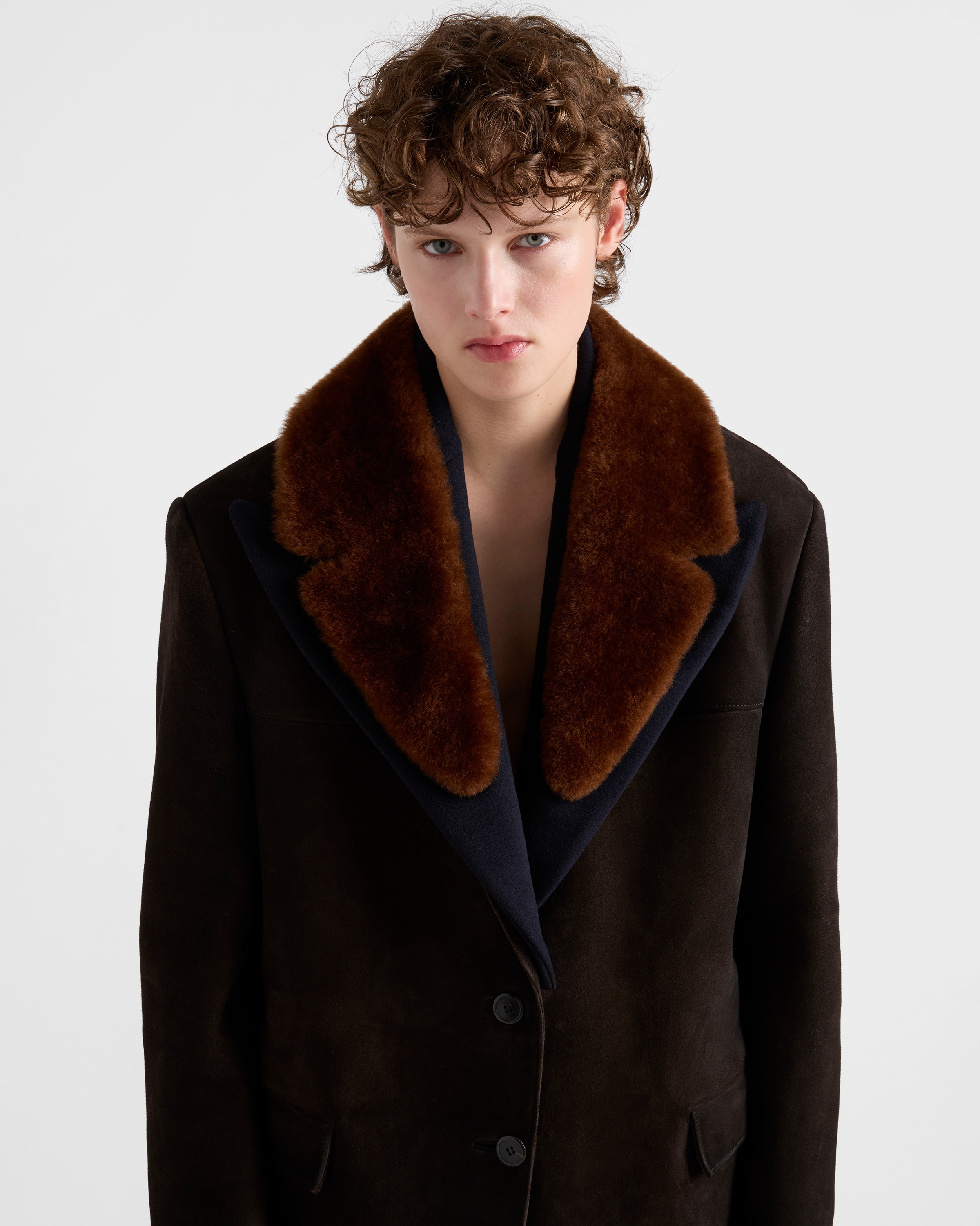 Suede and shearling caban jacket - 3