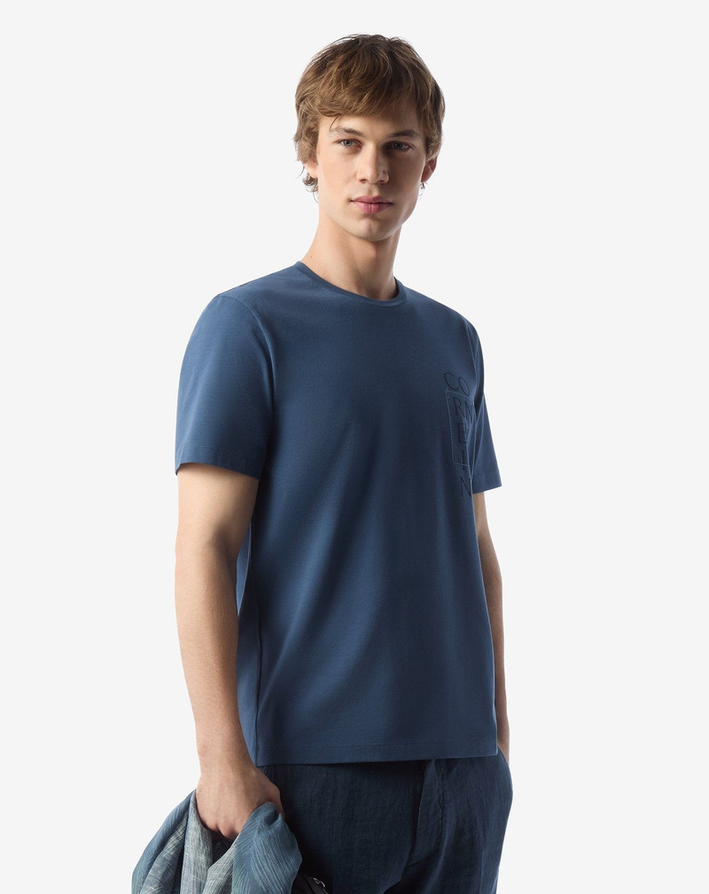 CORNELIANI Blue stretch jersey crew neck t-shirt outlook