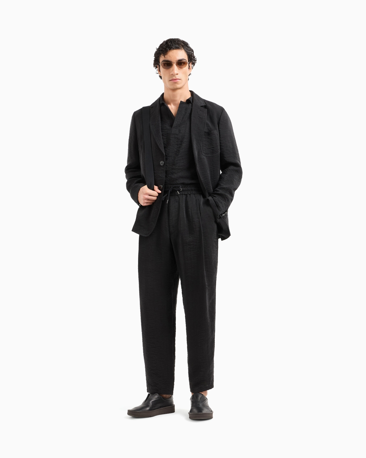 SINGLE-BREASTED JACKET IN JACQUARD CUPRO - 2