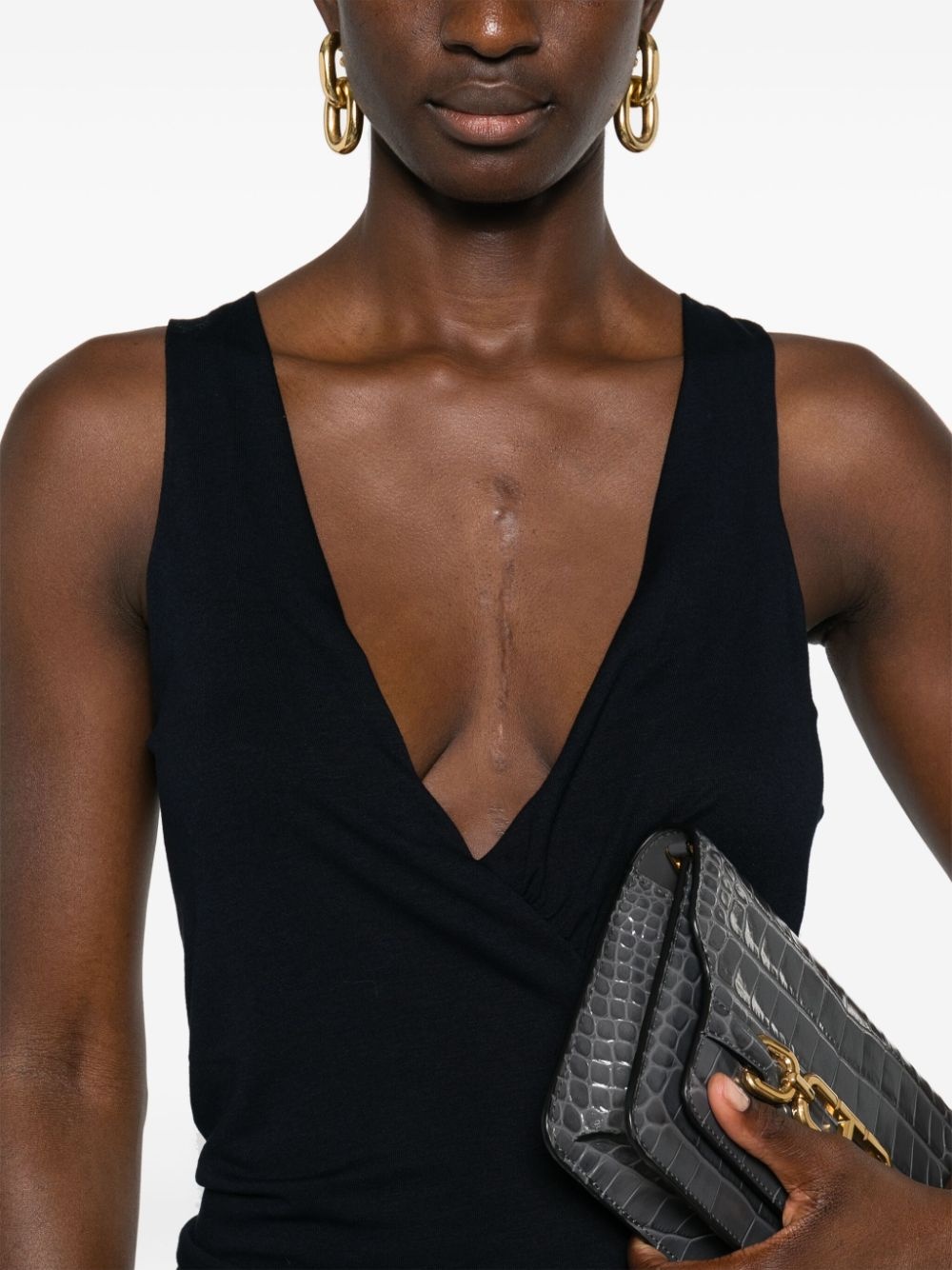 ruched V-neck mini dress - 5